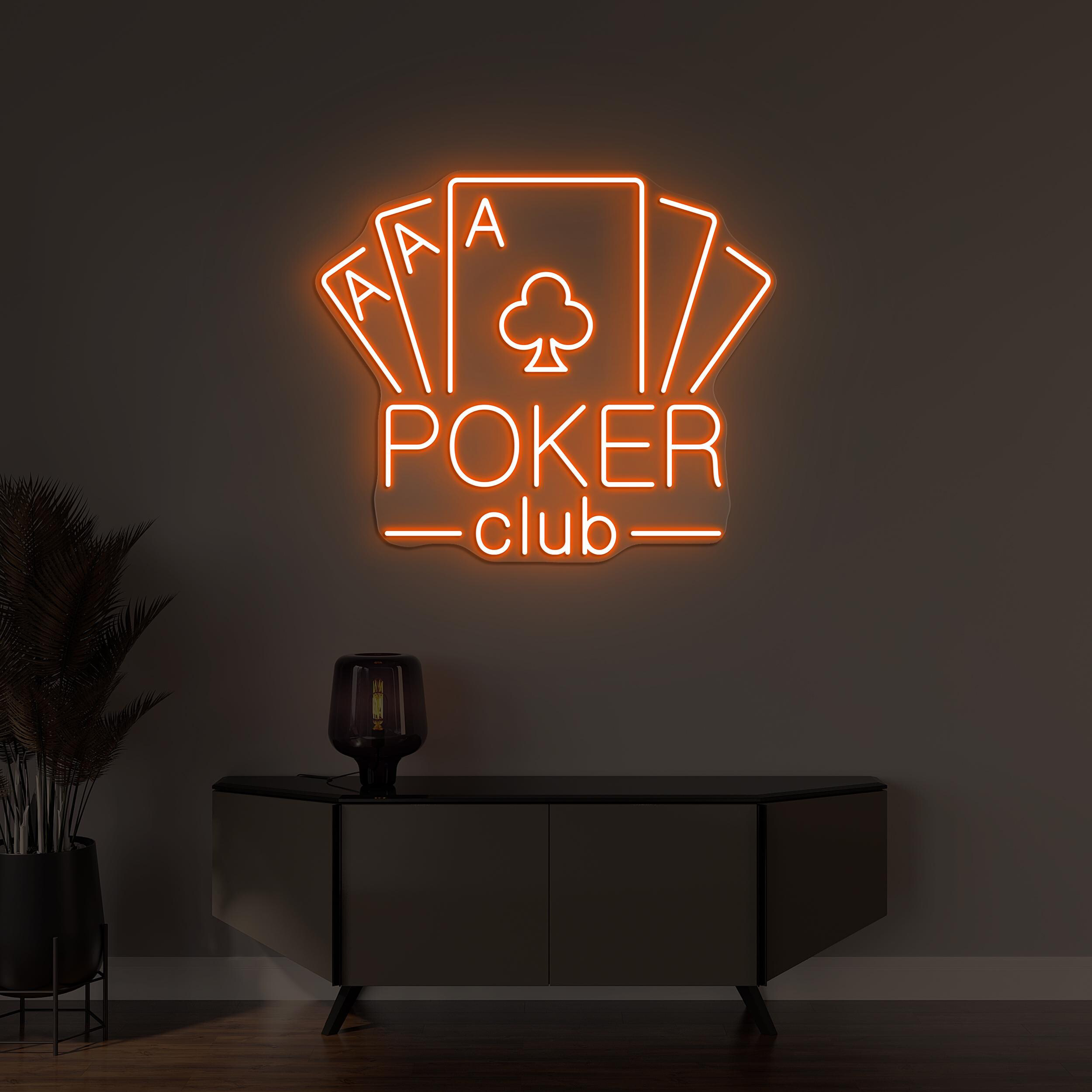 Poker Club Neon Sign, Poker Club LED Light, Poker Wall Art, Playing Cards Wall Decor, Game Room Wall Art, Custom Neon Sign, Casino Led Sign