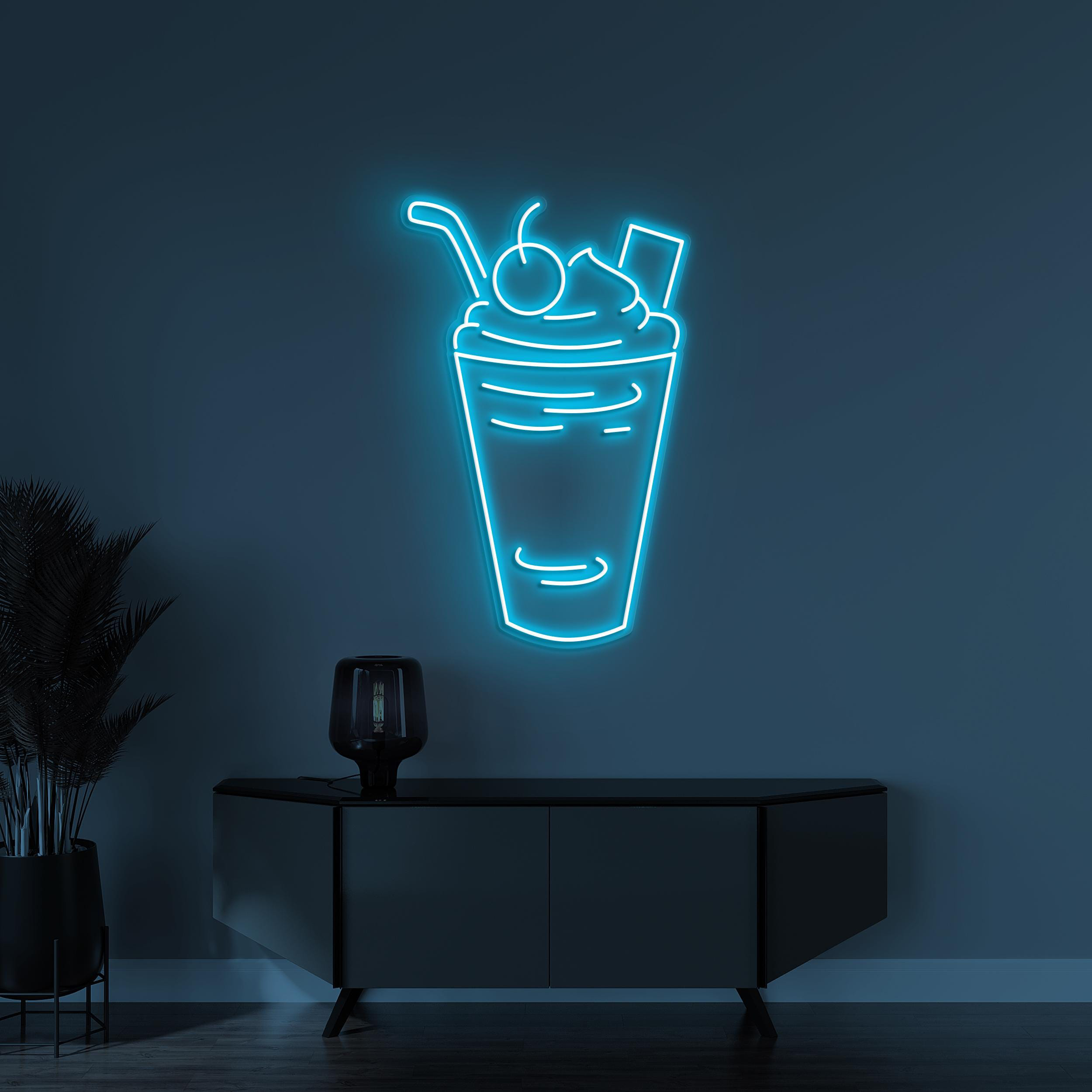 Milkshake Neon Sign, Milkshake LED Light, Sweet Trea Wall Art, Dessert Wall Decor, Decor for Milkshake & Juice Shop, Cafe, Bar, Drink Lover