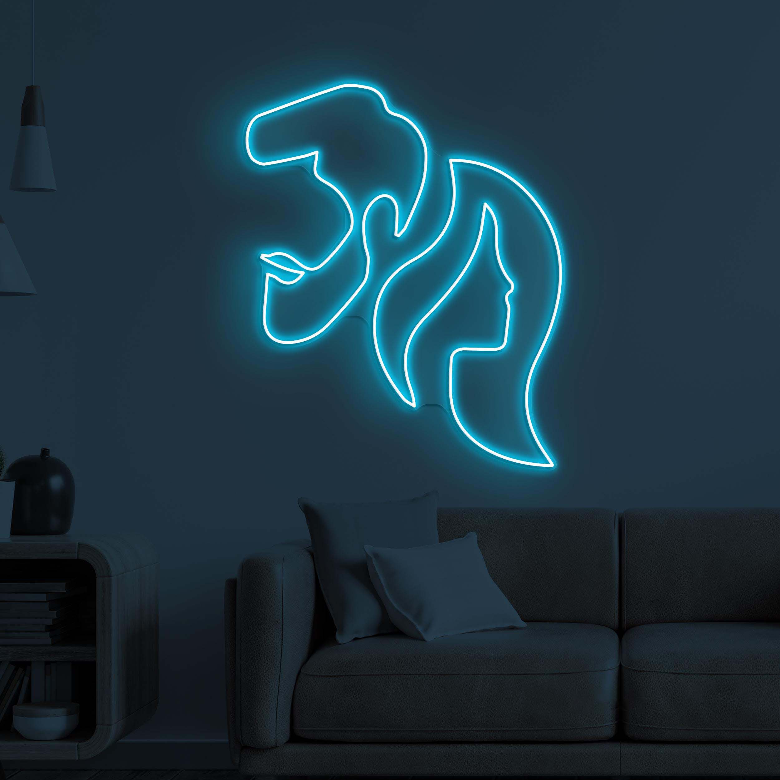 Couple Face Neon Sign, Couple Face LED Light, Love Outline Wall Decor, Silhouette Kiss Wall Art, Couple Room Neon Light, Home Wall Decor