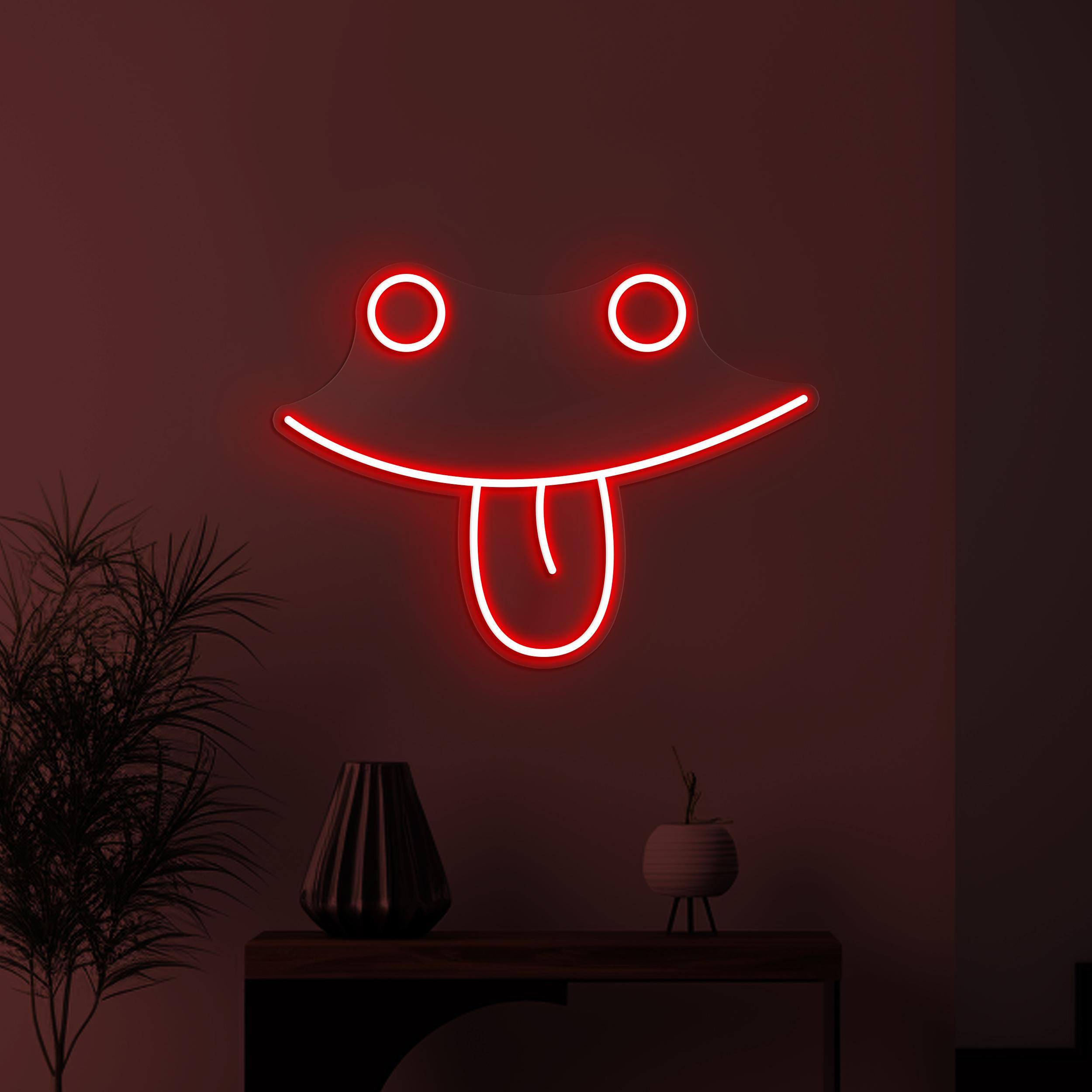 Smiley Face Neon Sign, Smiley Face Emoji LED Light, Tongue Out Wall Decor, Silly Face Wall Art, Kids Room Neon Light, Happy Face Led Sign