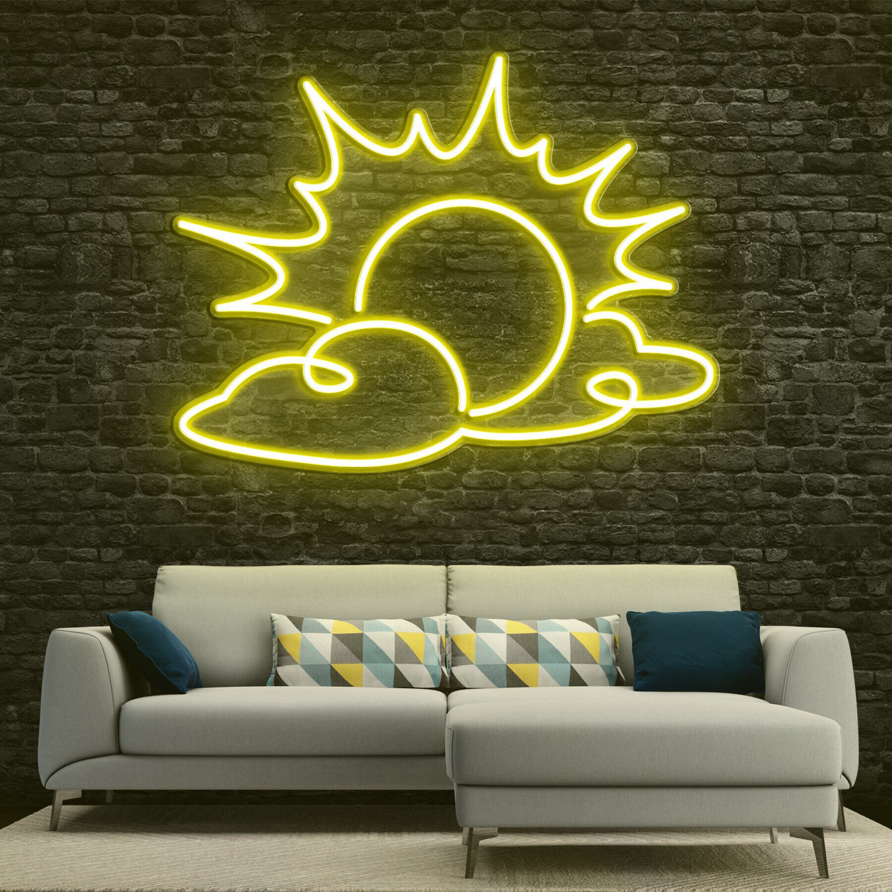 Sun and Cloud Neon Sign, LED Sun Neon Sign, Cloud Neon Light for Wall Decor, Bedroom or Nursery, Sun and Cloud Neon Art, Led Room Wall Decor