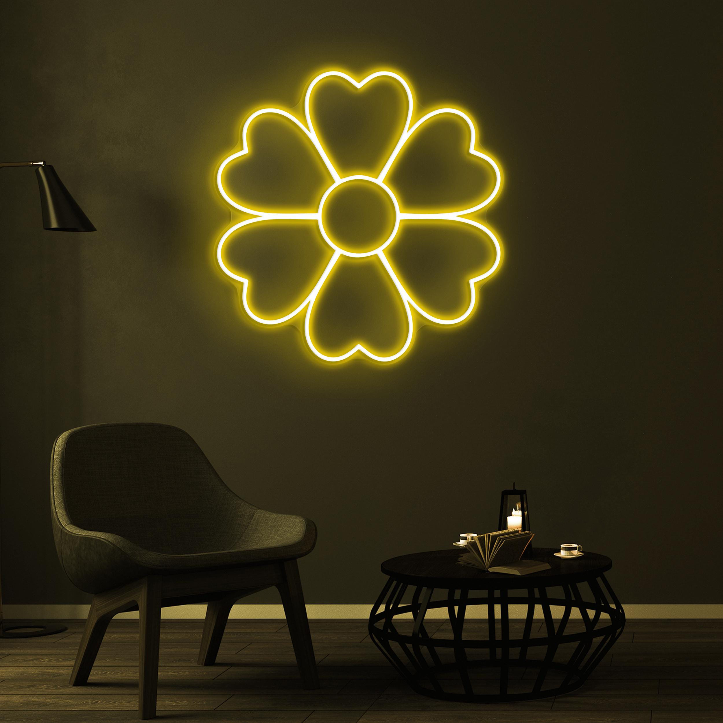 Flower Neon Sign, Heart Flower LED Light, Flower Wall Decor, Decor for Home, Party, Garden & Yard, Gift for Couple, Wedding Parties Wall Art