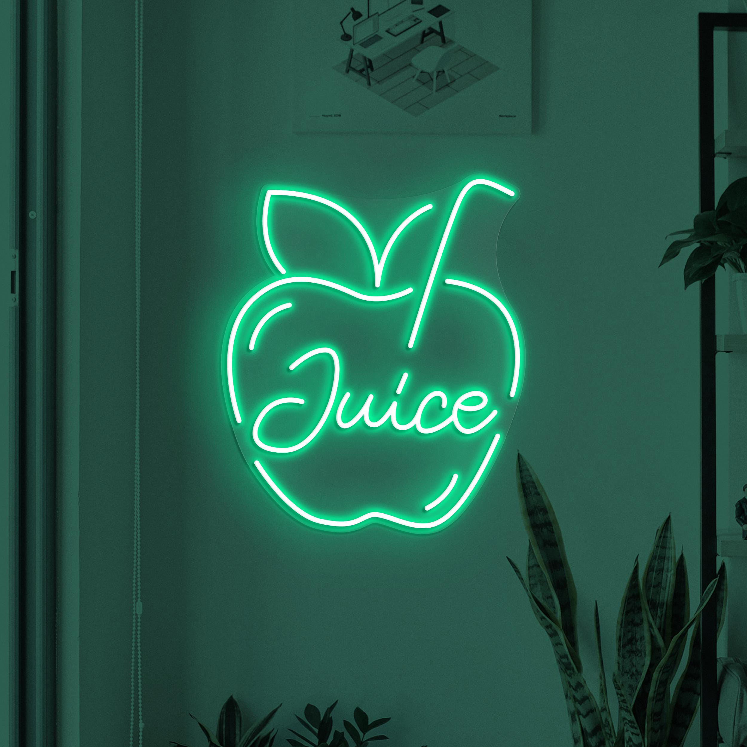 Juice Neon Sign, Juice LED Light, Apple Juice Wall Decor, Apple Wall Art, Drink Corner Neon Decor, Cafe Night Wall Light, Drunk Neon Sign