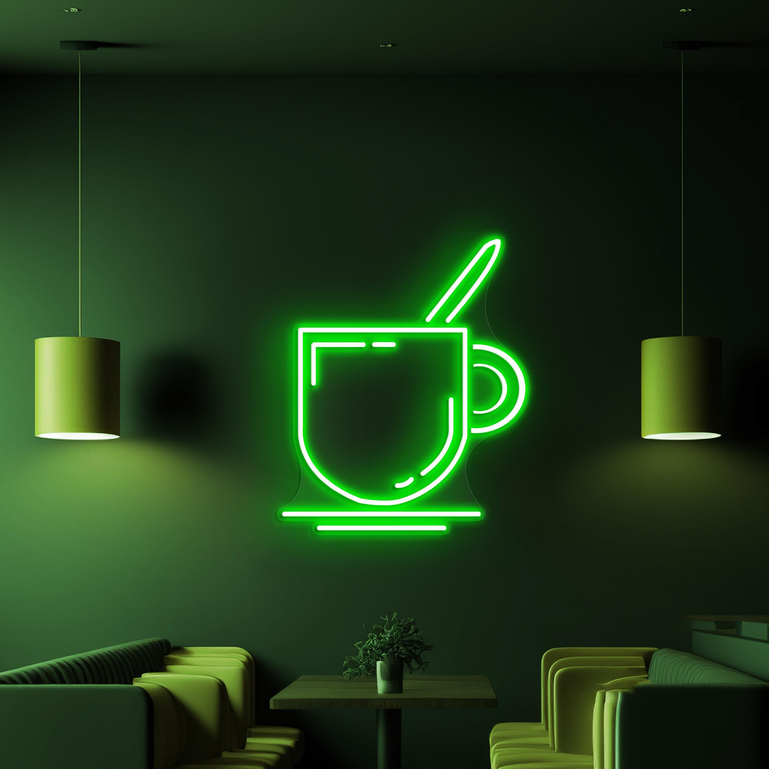 Coffee Mug Neon Sign, Coffee Mug LED Light, Coffee Shop Wall Decor, Kitchen Neon Light, Cafe, Bar, & Restaurants Wall Art, Home Neon Decor