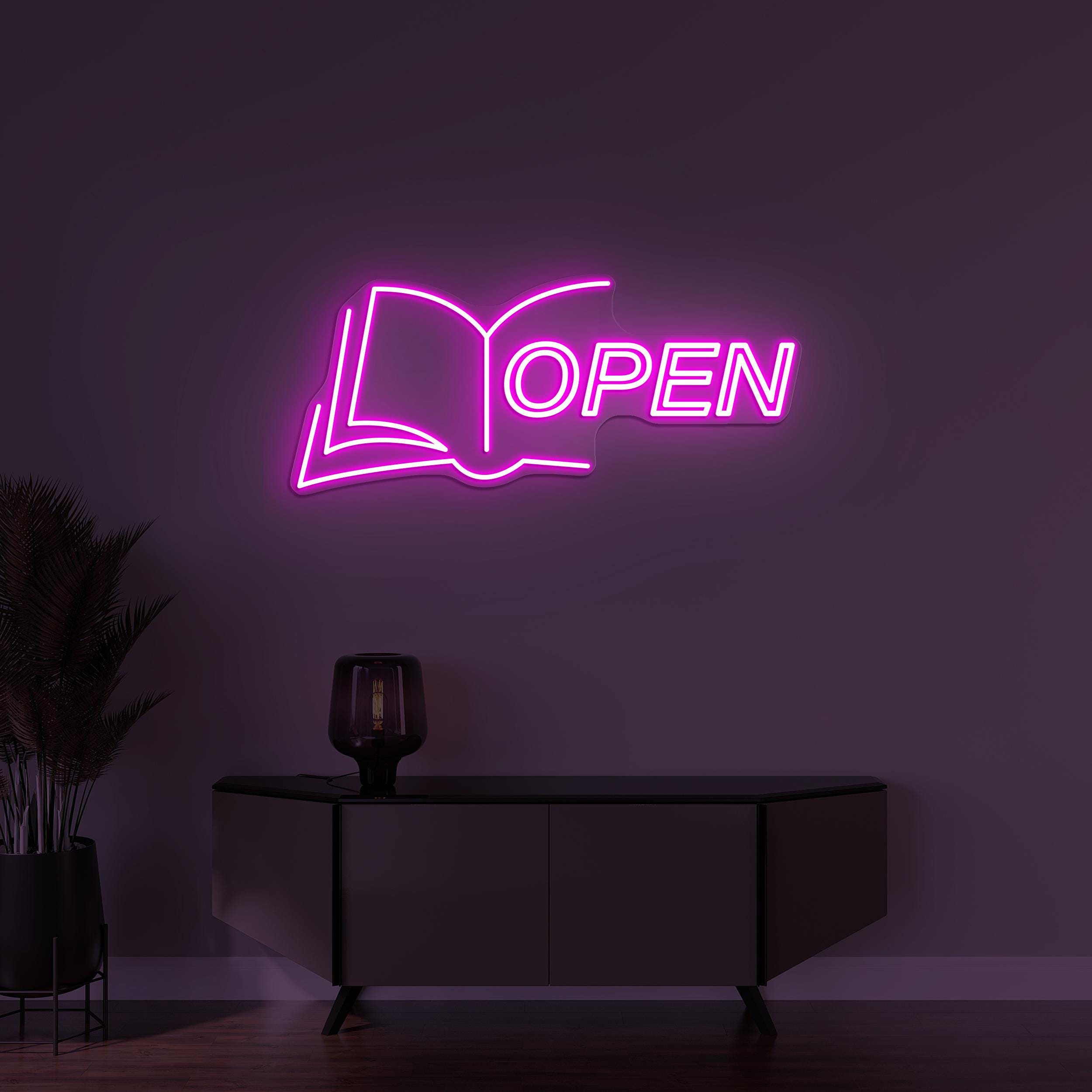 Open Book Neon Sign, Book Open LED Light, Book Open Shop Neon Light, Book Store Wall Decor, Books Lover Gift, Library Wall Art, Bookish Sign