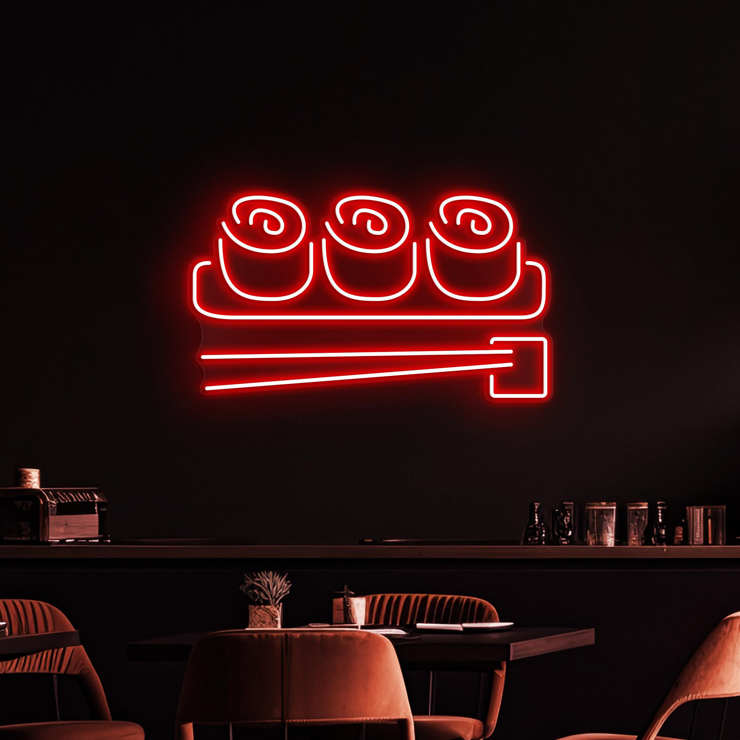 Sushi Neon Sign, Sushi LED Light, Japanese Food Wall Decor, Kawaii Food Wall Art, Japanese Restaurant Neon Light, Cafe and Bar Neon Decor
