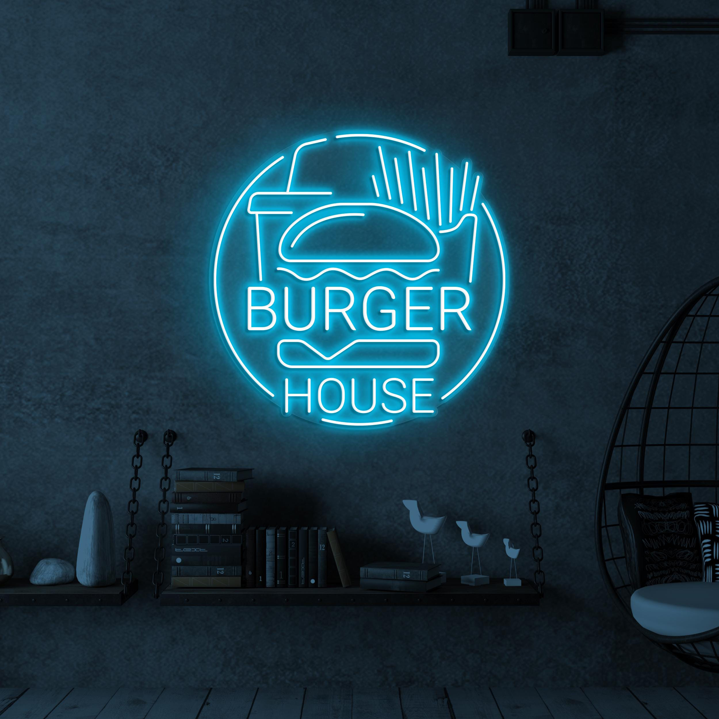 Burger House Neon Sign, Burger House LED Light, Fast Food Restaurant Decor, Burger Lover Sign, Fast Food Neon Art, Burger Shop Neon Decor