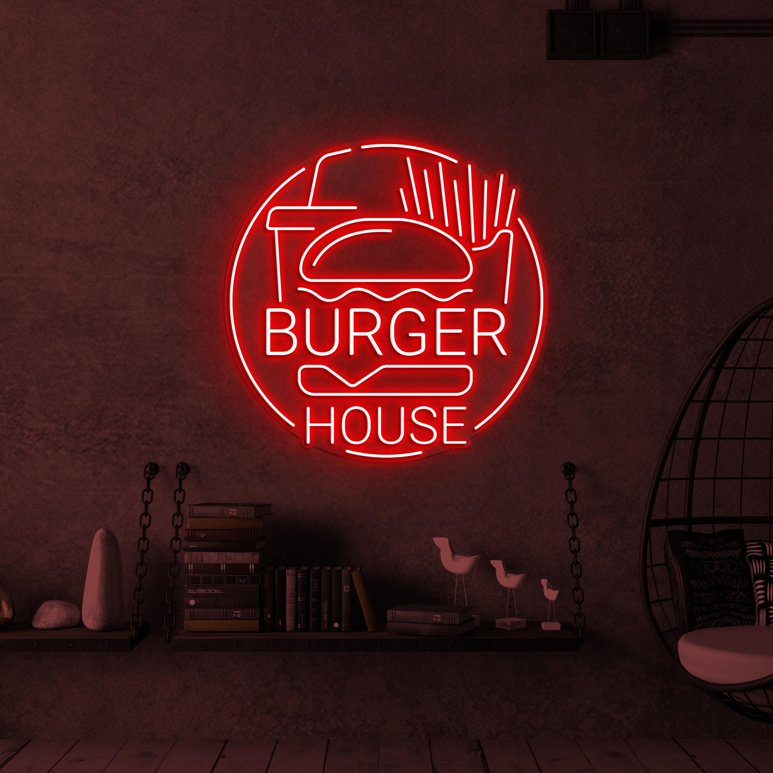 Burger House Neon Sign, Burger House LED Light, Fast Food Restaurant Decor, Burger Lover Sign, Fast Food Neon Art, Burger Shop Neon Decor