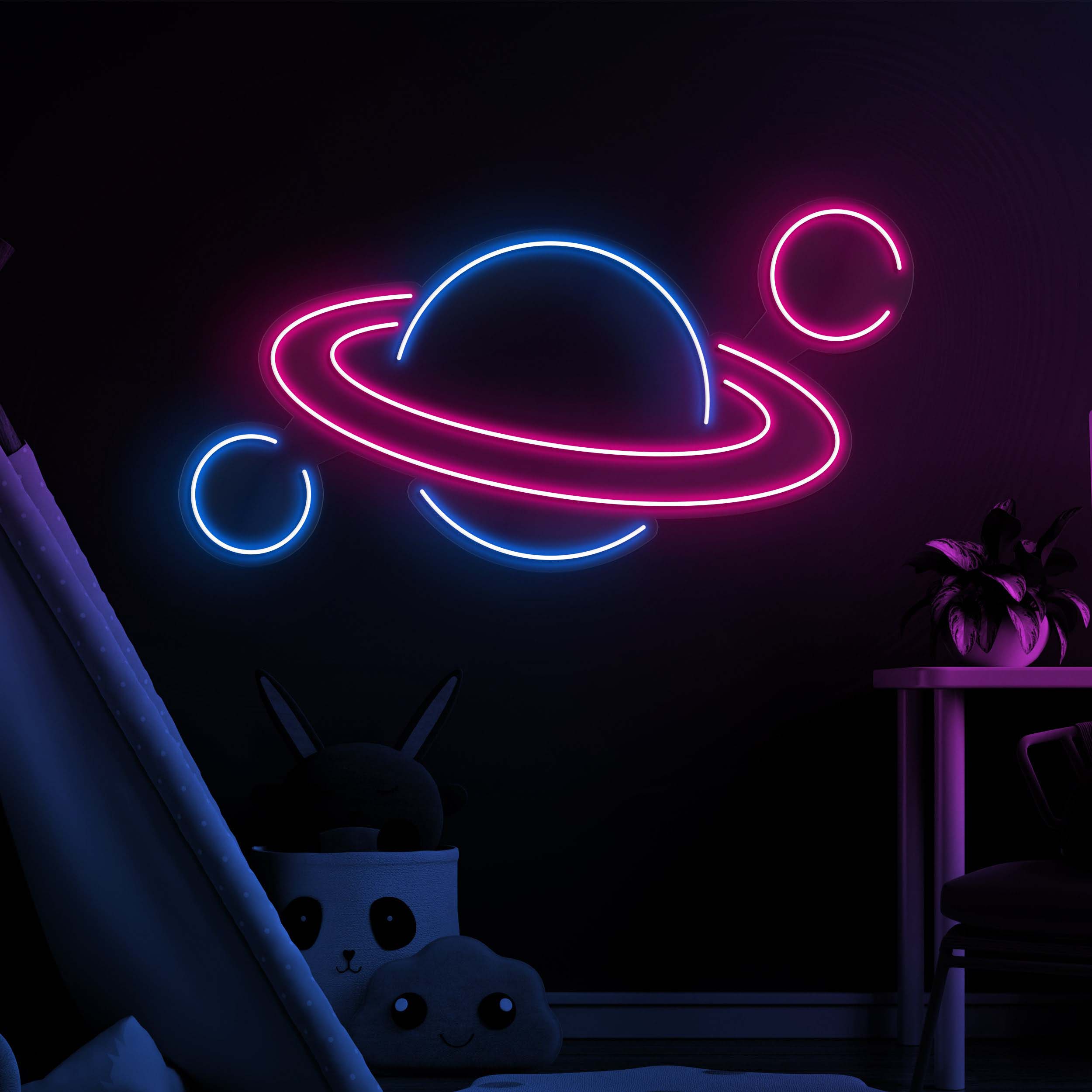 Saturn Planet Neon Sign, Planet Neon Light, Saturn LED Neon Sign, Sign for Kids' Room, Planet Room Decor, Birthday Gift, Nursery LED Light