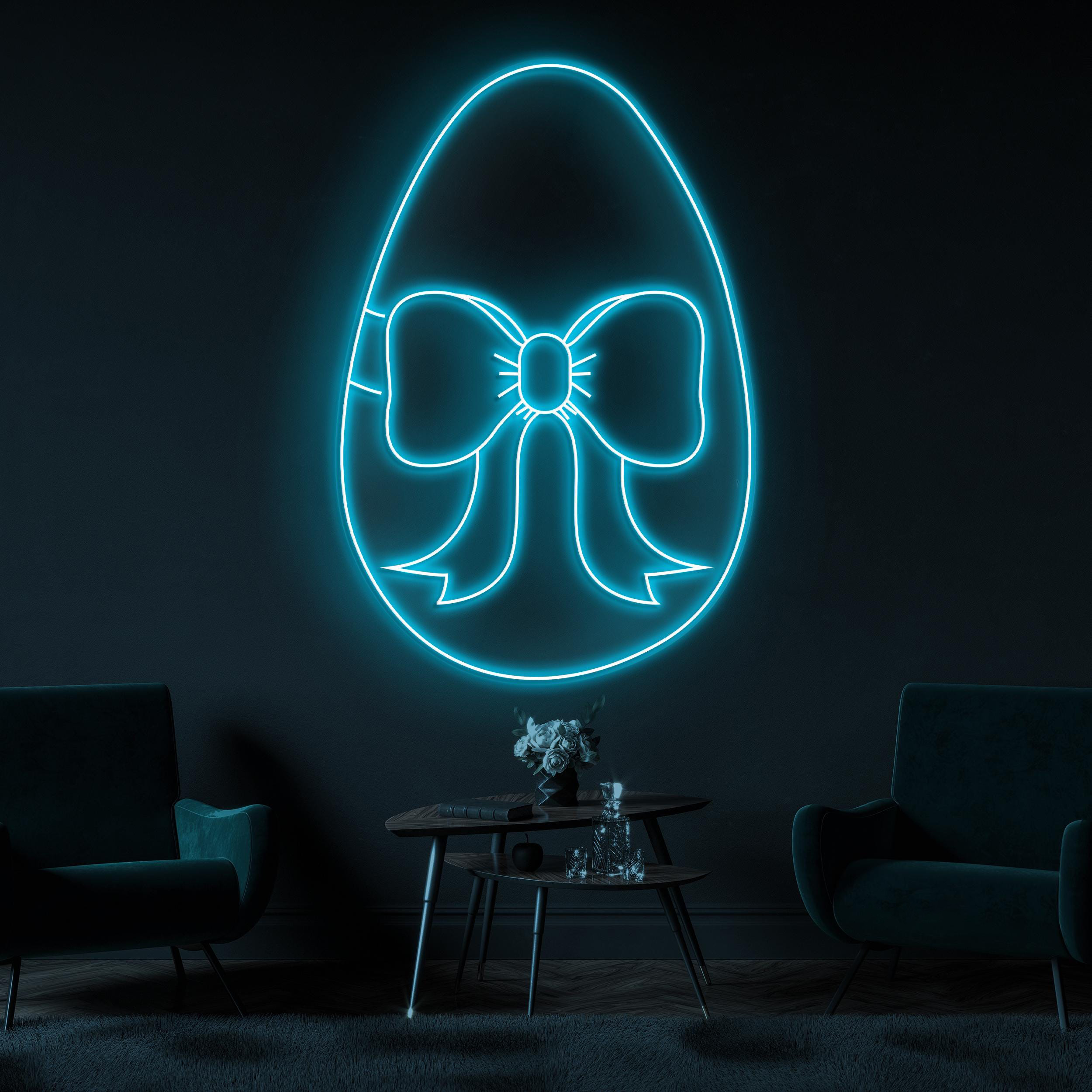 Easter Egg Neon Sign, Bow Egg LED Light, Easter Egg With Bow Decor, Kids Room Wall Art, Holiday Neon Decor, Festive Neon Light, Gift Art