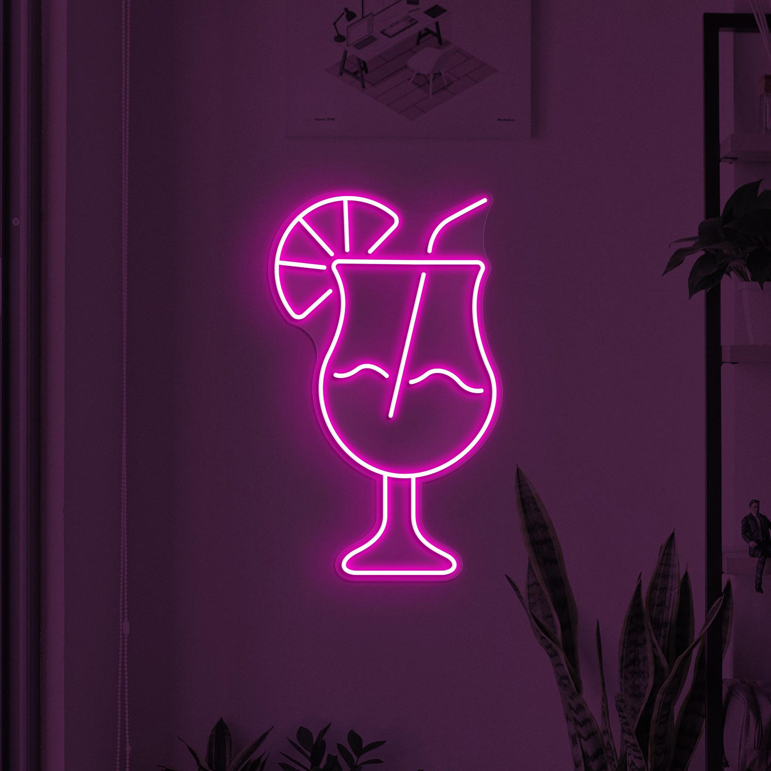 Cocktail Neon Sign, Cocktail Drink LED Light, Bar Wall Decor, Drink Corner Wall Art, Party Neon Decor, Martini Cocktail Sign, Drink Lime Art