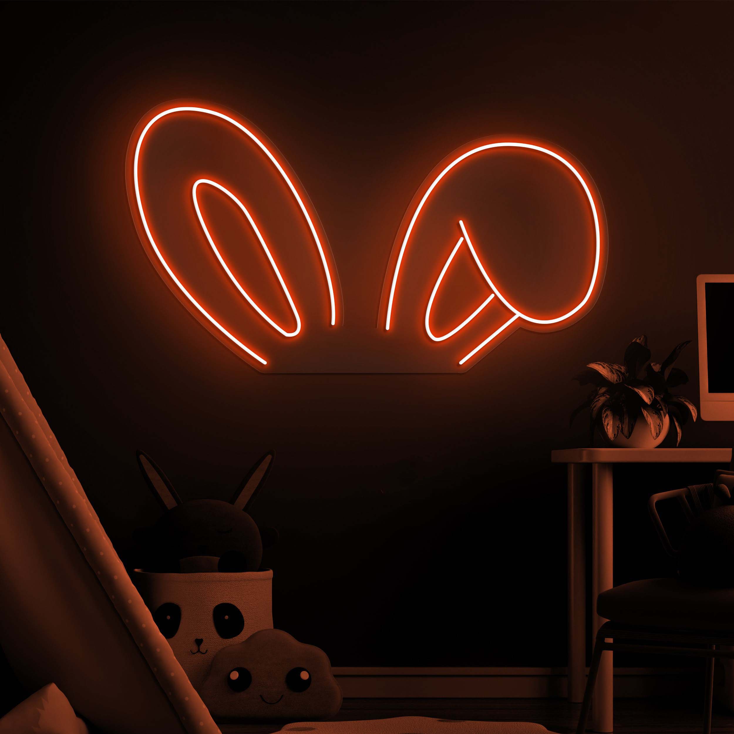 Bunny Ear Neon Sign, Cute Animal Neon Light, Bunny Ears Wall Decor, Personalized Gifts, Ideal for Kids'Rooms, Parties, Photography Backdrops