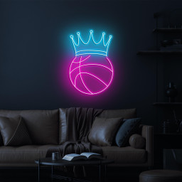 Basketball with Crown Neon Sign, Basketball with Crown LED Light, Champion LED Neon Art, Sports Event Decor, Game Room Art, Sports Shop Art