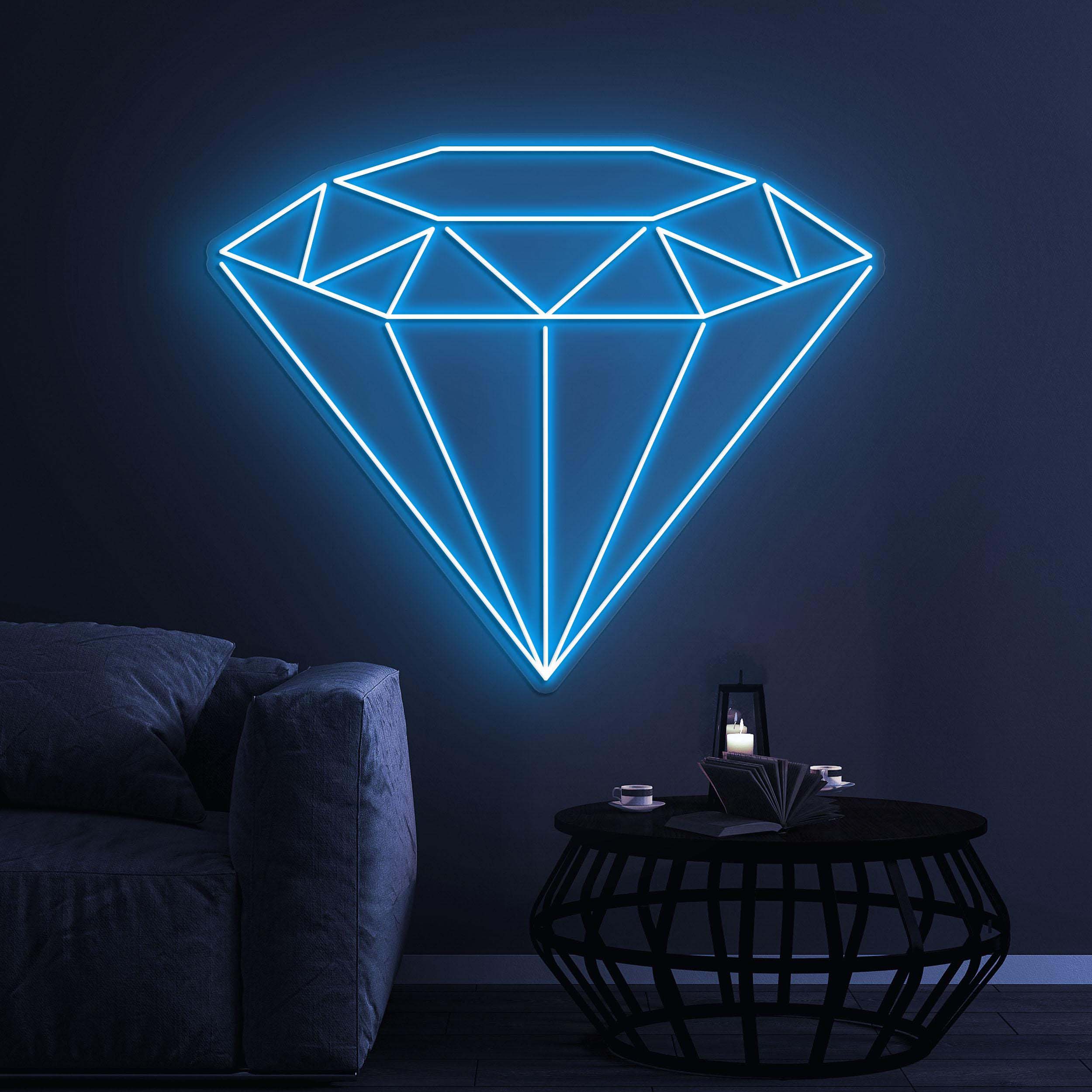 Diamond Neon Sign, Diamond led Wall Decor, Diamond LED Neon Art, Gem Glow Neon Sign, Home Wall Decor, Jewelry Store & Wedding Party Wall Art