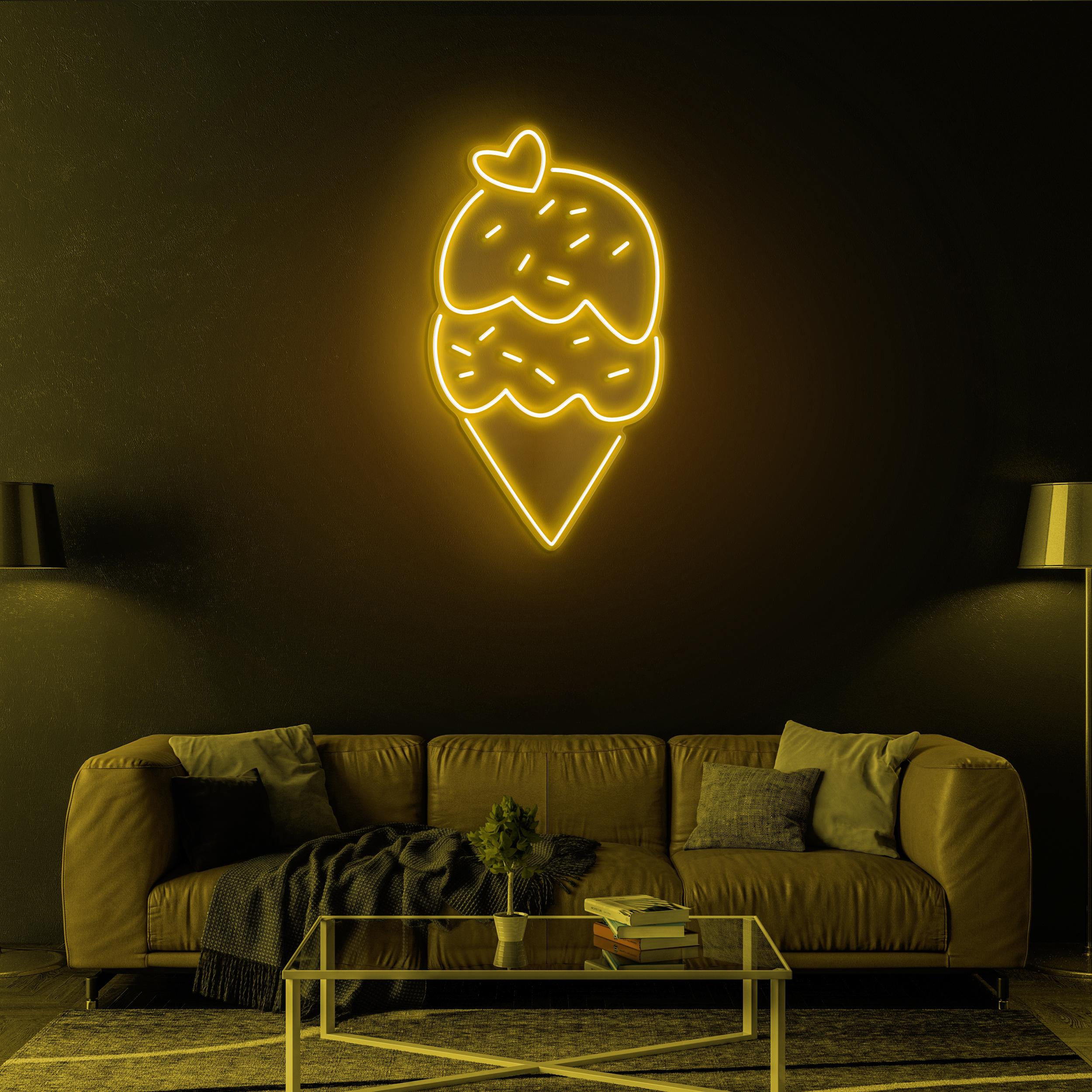 Cone Ice Cream Neon Sign, Cone Ice Cream LED Light, Ice Cream Display, Decor for Ice Cream Shop, Cafe, Bar, Dessert Spot, Ice Cream Wall Art