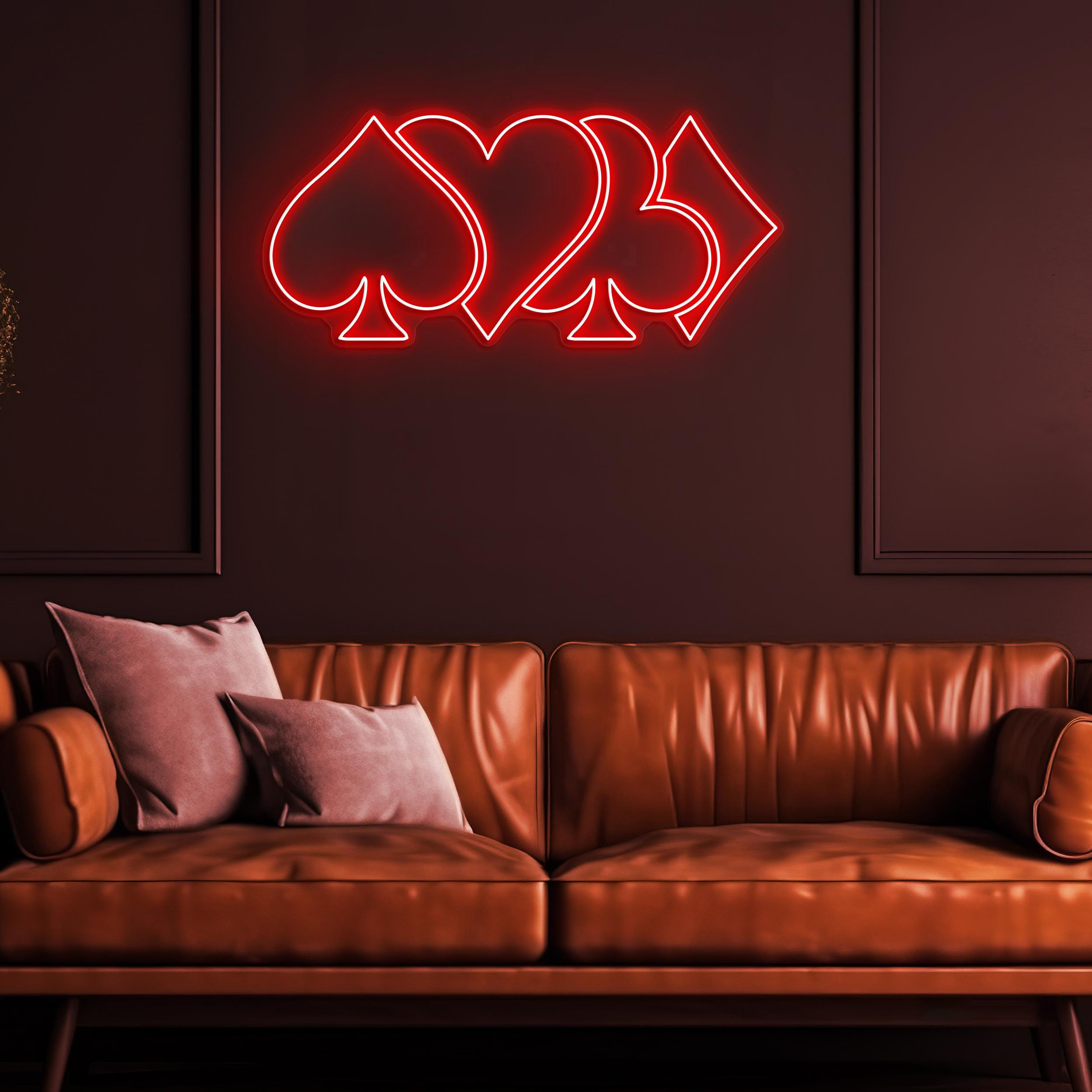 Poker Suits Neon Sign, Poker Suits LED Light, Poker Card Symbol Wall Decor, Playing Cards Wall Art, Casino Logo Decor, Game Room Wall Art