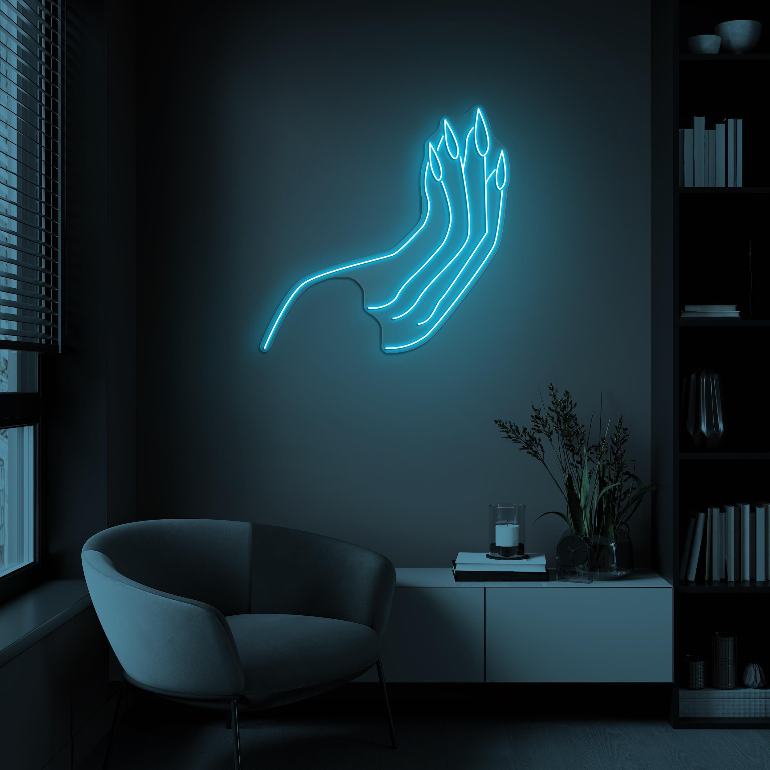 Hand Neon Sign, Hand LED Light, Hand With Nails Wall Decor, Home Wall Art, Custom Neon Sign, Beauty Saloon Decor, Beautiful Hand Wall Decor