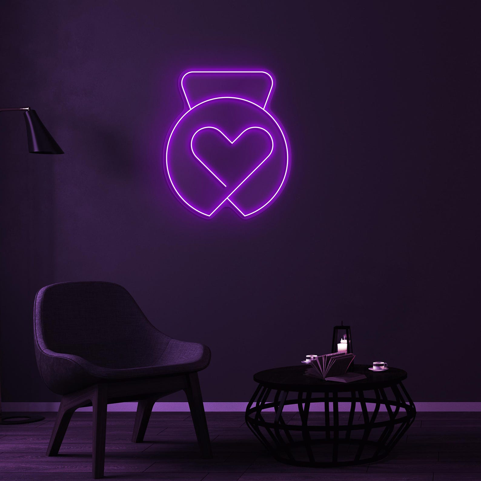 Kettlebell Neon Sign, Heart With Kettlebell Led Light, Love Wall Decor, Romantic Wall Art, Gym Neon Light, Workout Neon Sign, Gift Idea