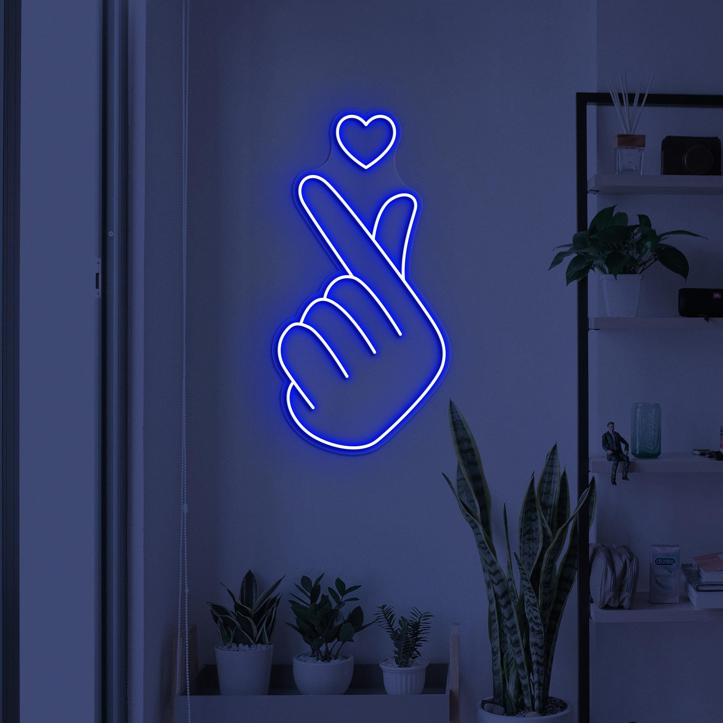Heart Hand Neon Sign, Finger Heart LED Light, Heart Wall Decor, Wedding Party Wall Art, Love Neon Sign, Wedding Decor, Gift for Couple