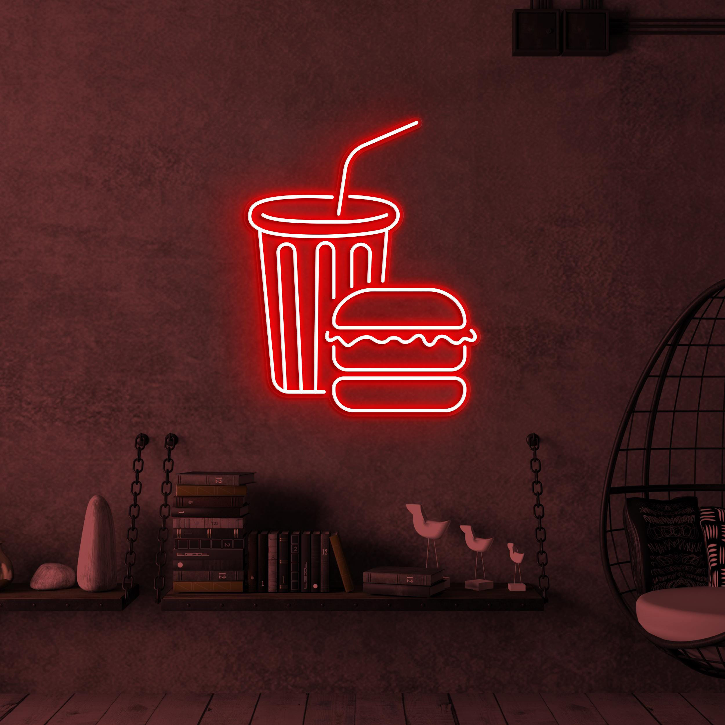 Burger and Juice Neon Sign, Burger and Juice LED Light, Burger Wall Decor, Burger Shop Neon Sign, Fast Food Wall Art, Juice Shop LED Sign