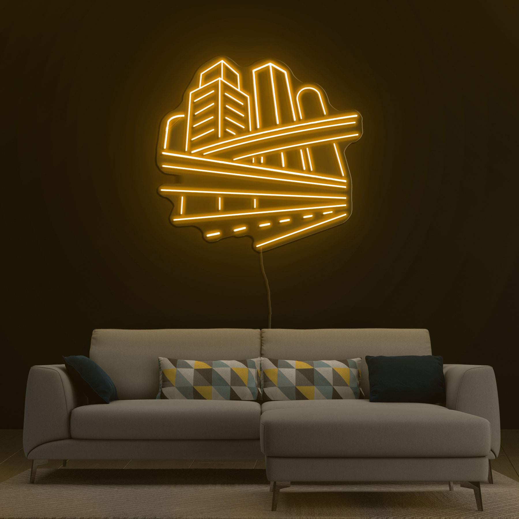 City Skyline Neon Sign, Urban Building LED Art, City Silhouette Neon Light, Decor for Bedroom, Office, Game Room, Home Decor, Cityscape Art