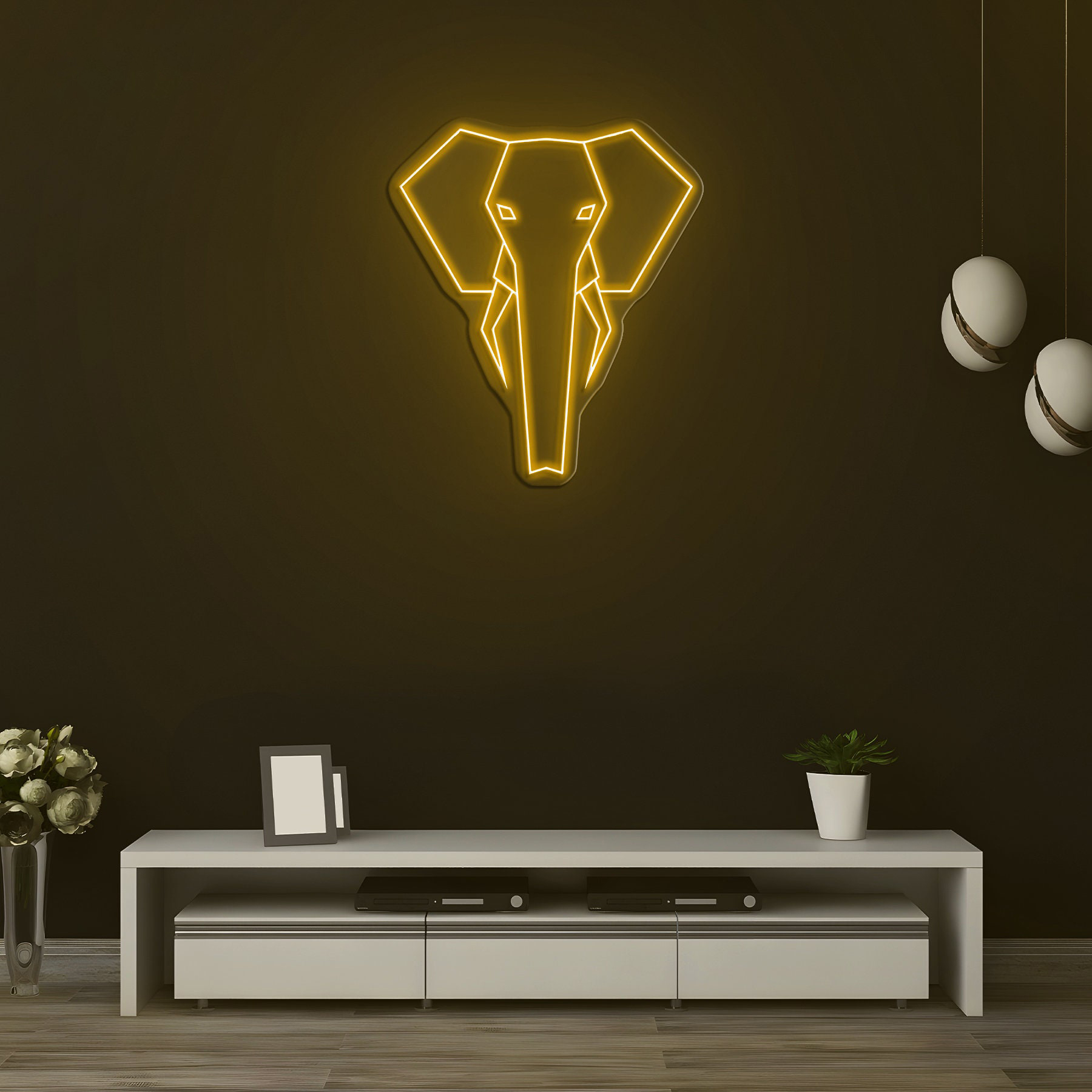 Geometric Elephant Neon Sign, Elephant LED Light for Living Room, Neon Wall Art, Bedroom, Office Decor, Kids Room Decoration, Party decor