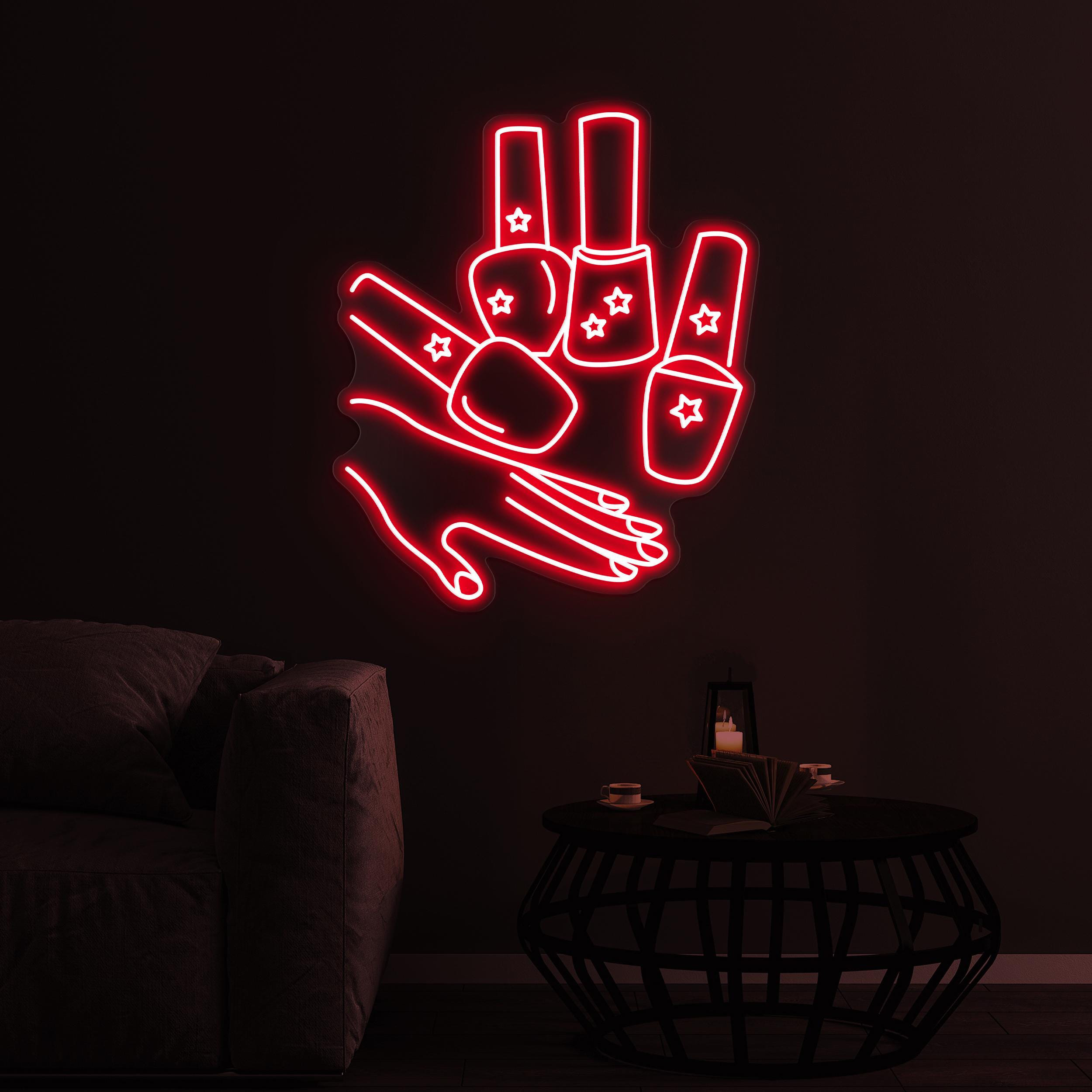 Hand & Nail Polish Neon Sign, Nail Polish LED Light, Nail Polish Hand LED Neon Art, Salon Neon Sign, Nail Artist Home Decor, Girly Room Art