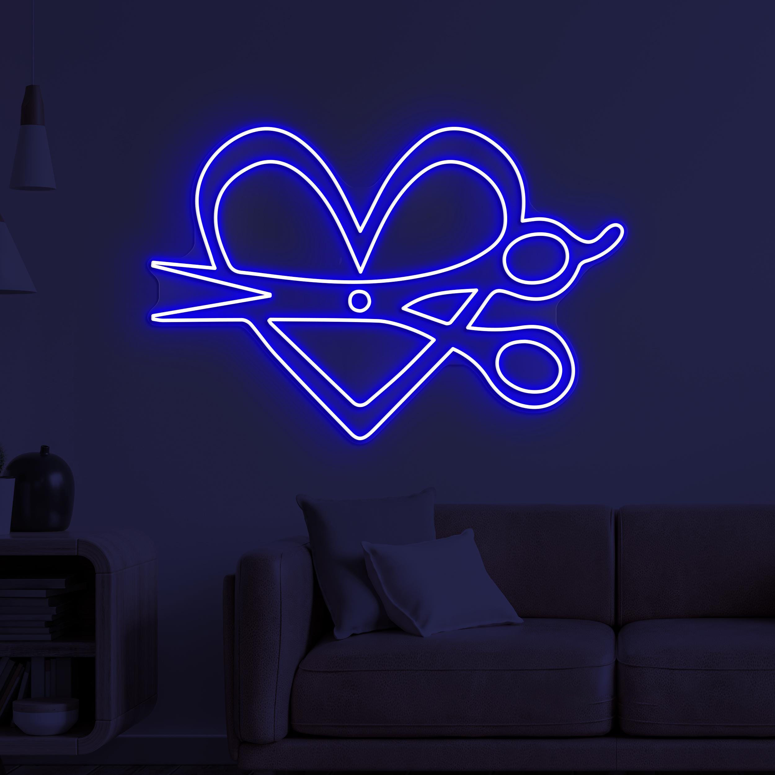 Heart Scissors Neon Sign, Heart Scissors LED Light, Love Cut Wall Art, Stylist Heart Wall Decor, Beauty Love Sign, Barber Shop Neon Light