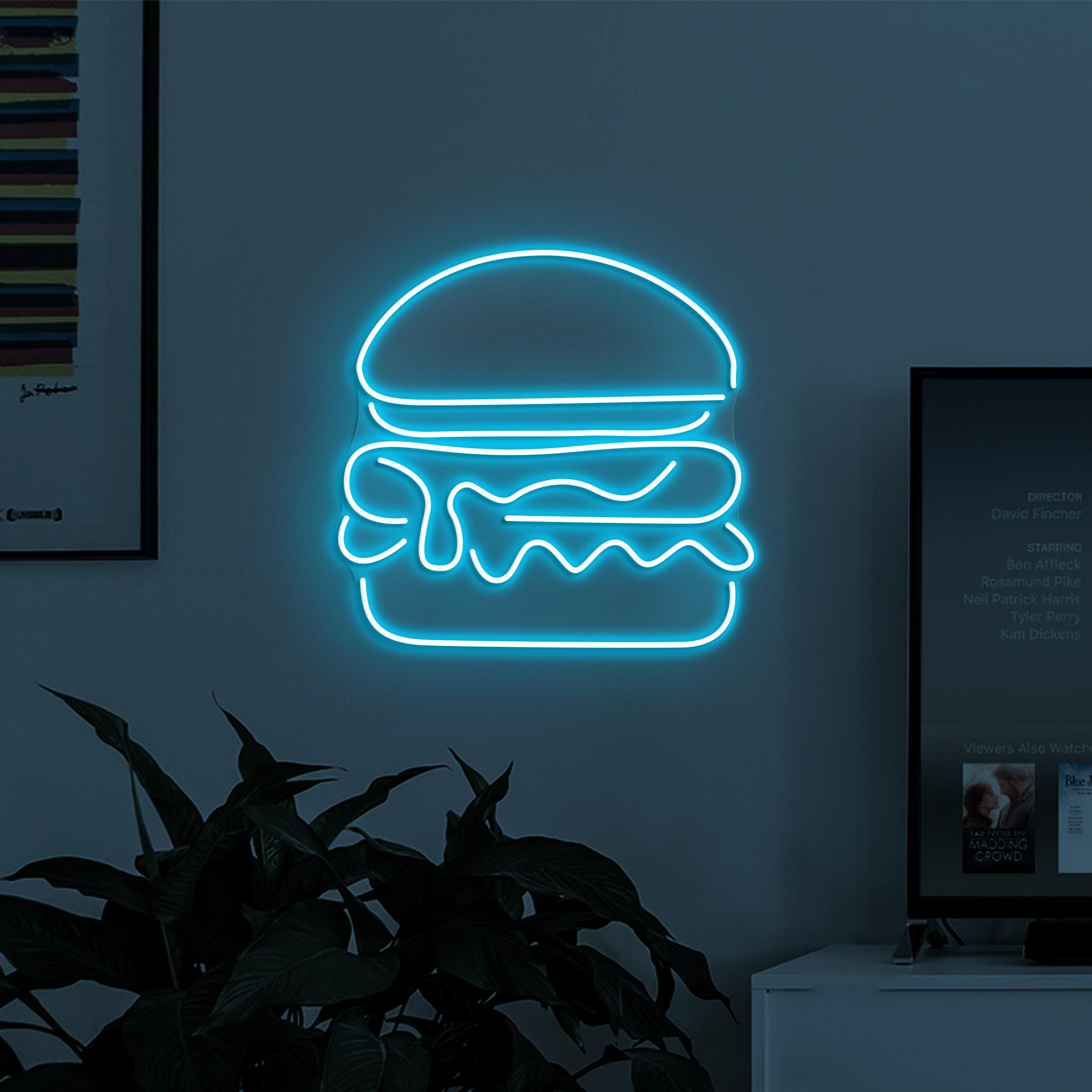 Burger Neon Sign, Burger LED Light, Burger Shop Wall Decor, Fast Food Wall Art, Hamburger Neon Decor, Restaurant Neon Light, Burger Lover