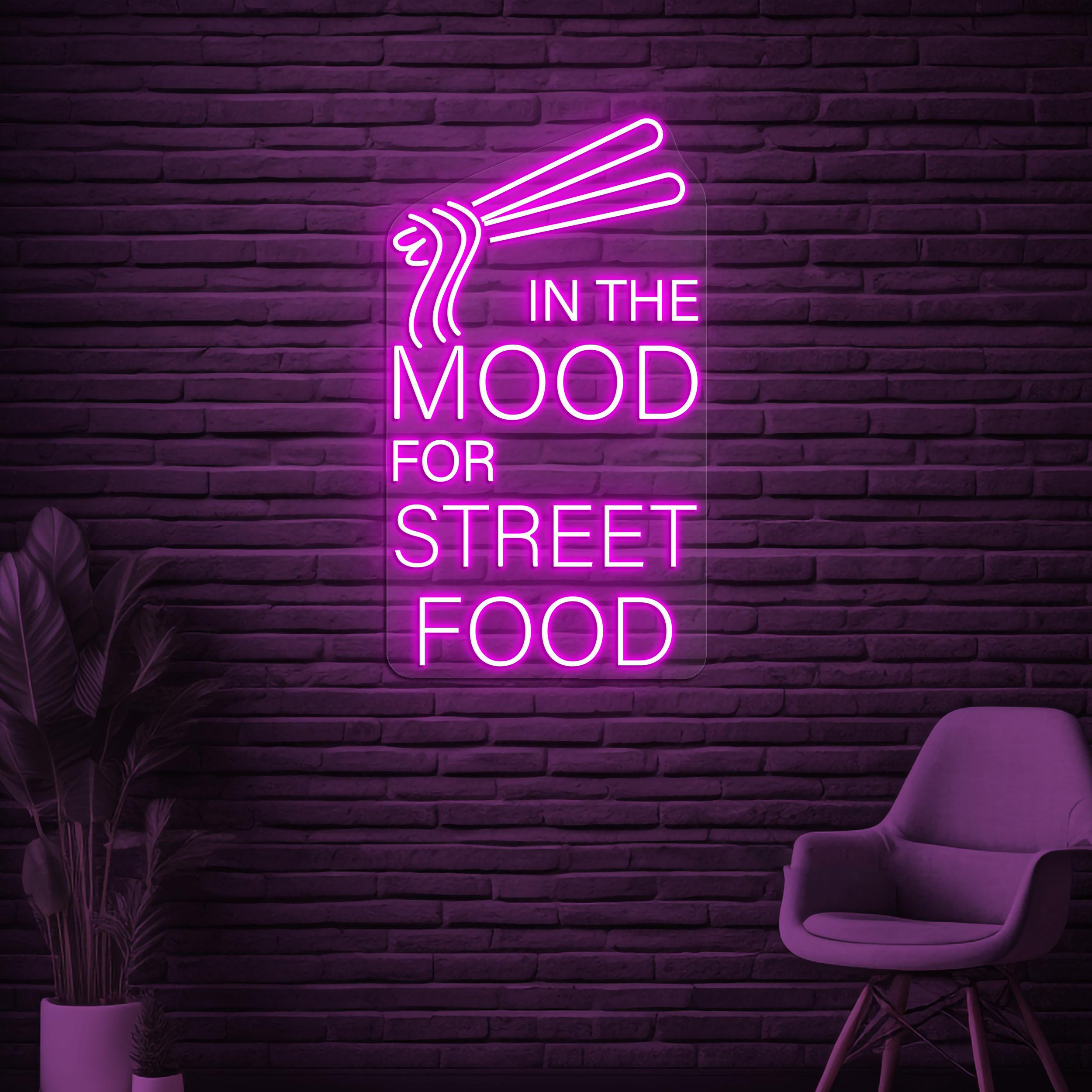 Street Food Neon Sign, In the Mood for Street Food Art, Restaurant Wall Decor, Street Food Shop Wall Art, Fast Food Restaurant Led Light