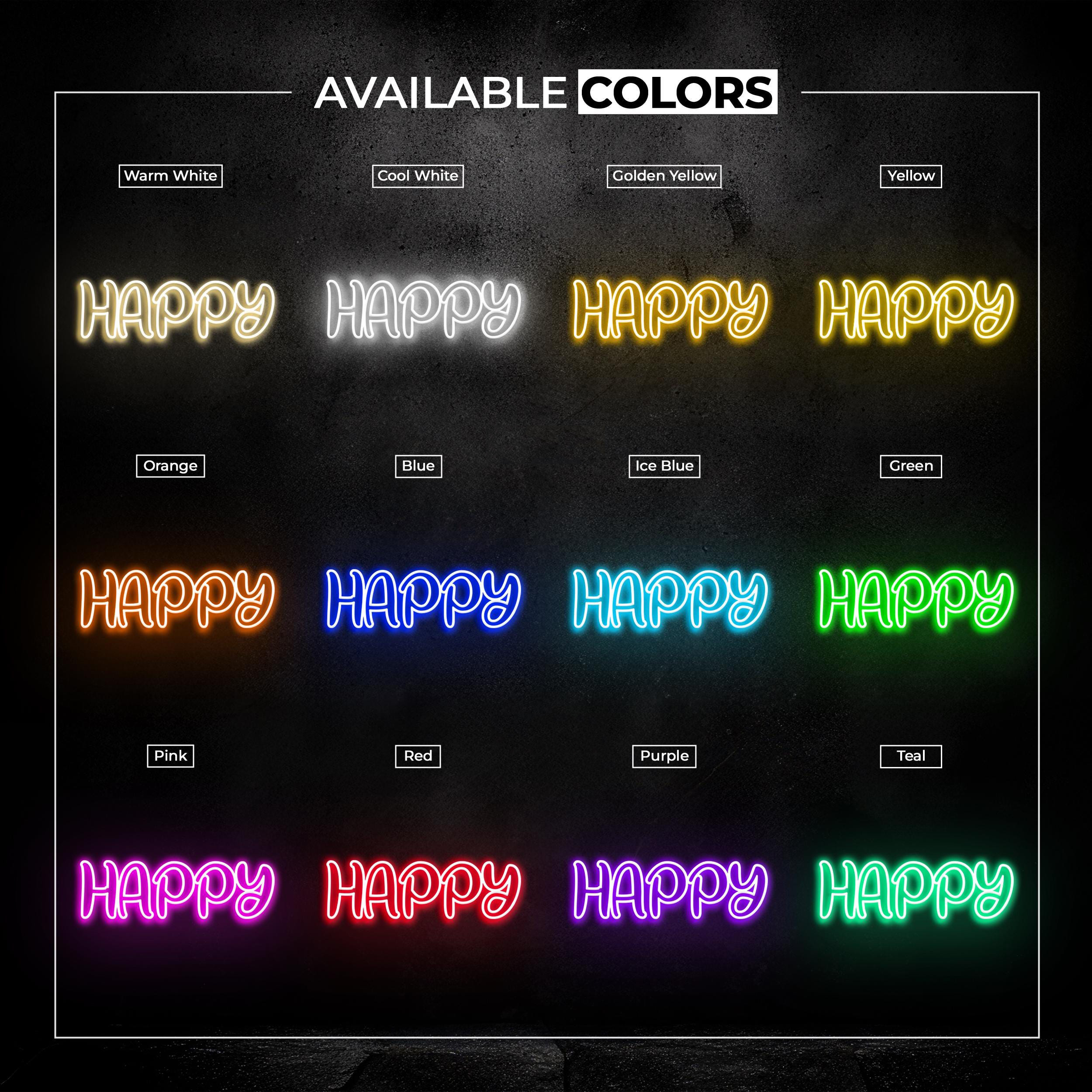 Happy Neon Sign, Happy LED Light, Home Wall Decor, Positive Vibes Neon Light, Party Barr Club Wall Art, Happy Mood Neon Sign, Cafe Decor