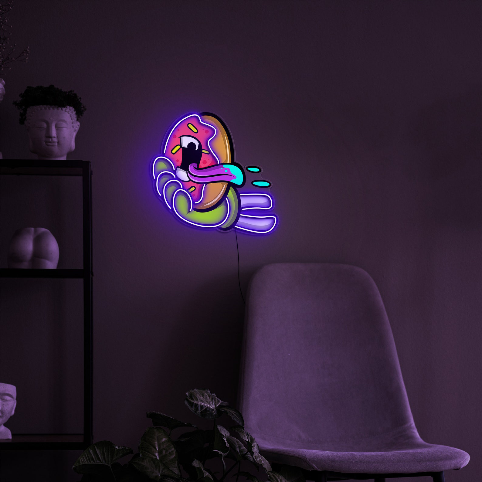 Hand Donut Neon Sign, Hand Holding Donut Light, Donut Pop Art Sign, Donut Neon Sign, Wall and Desk Decor, Light for Home,Office, and Bedroom