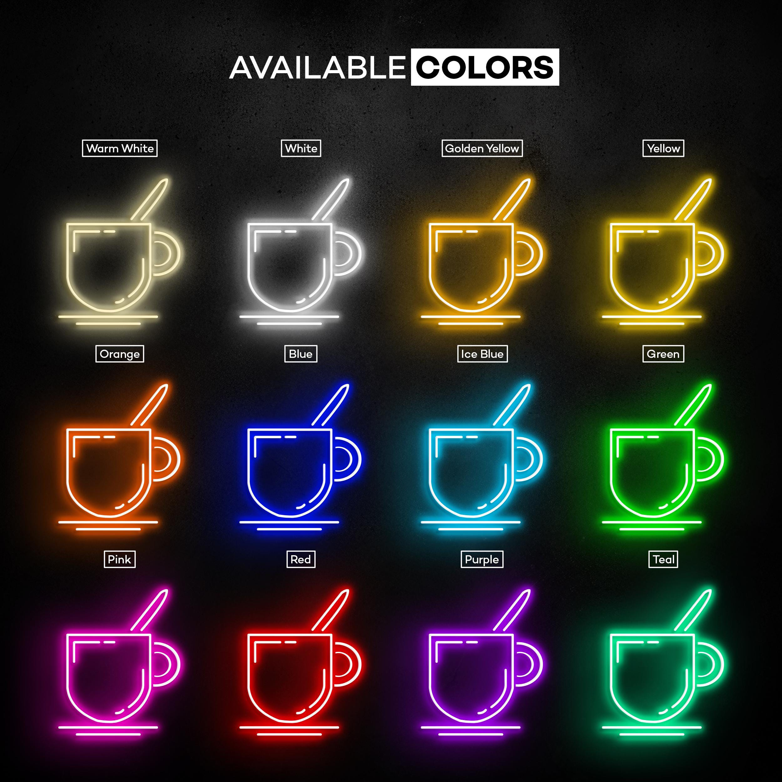Coffee Mug Neon Sign, Coffee Mug LED Light, Coffee Shop Wall Decor, Kitchen Neon Light, Cafe, Bar, & Restaurants Wall Art, Home Neon Decor