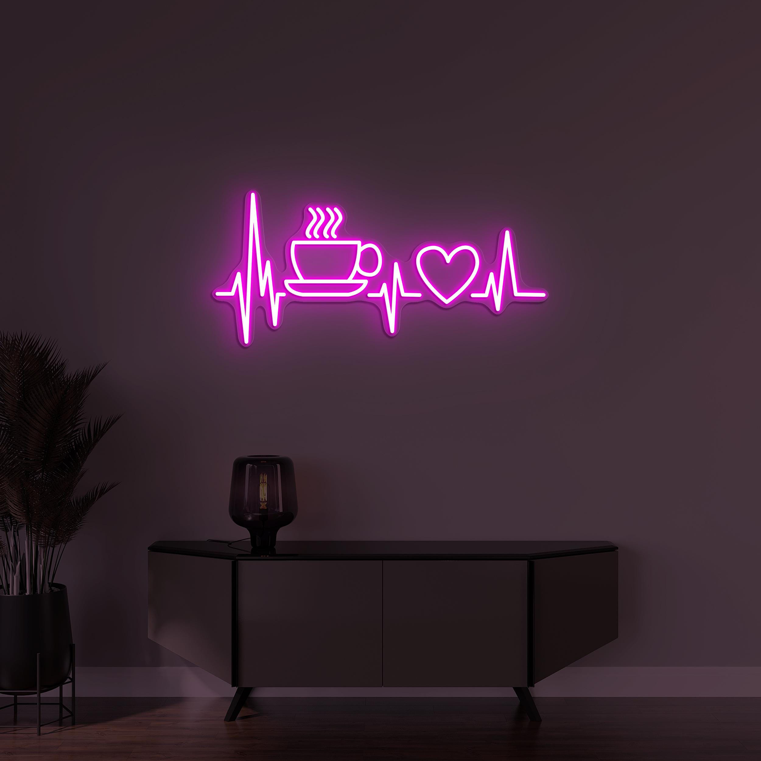 Coffee Heartbeat Neon Sign, Coffee Heartbeat LED Light, Heart Wall Decor, Cafe Coffee Neon Light, Coffee Shop Wall Decor, Coffee Lover Gifts