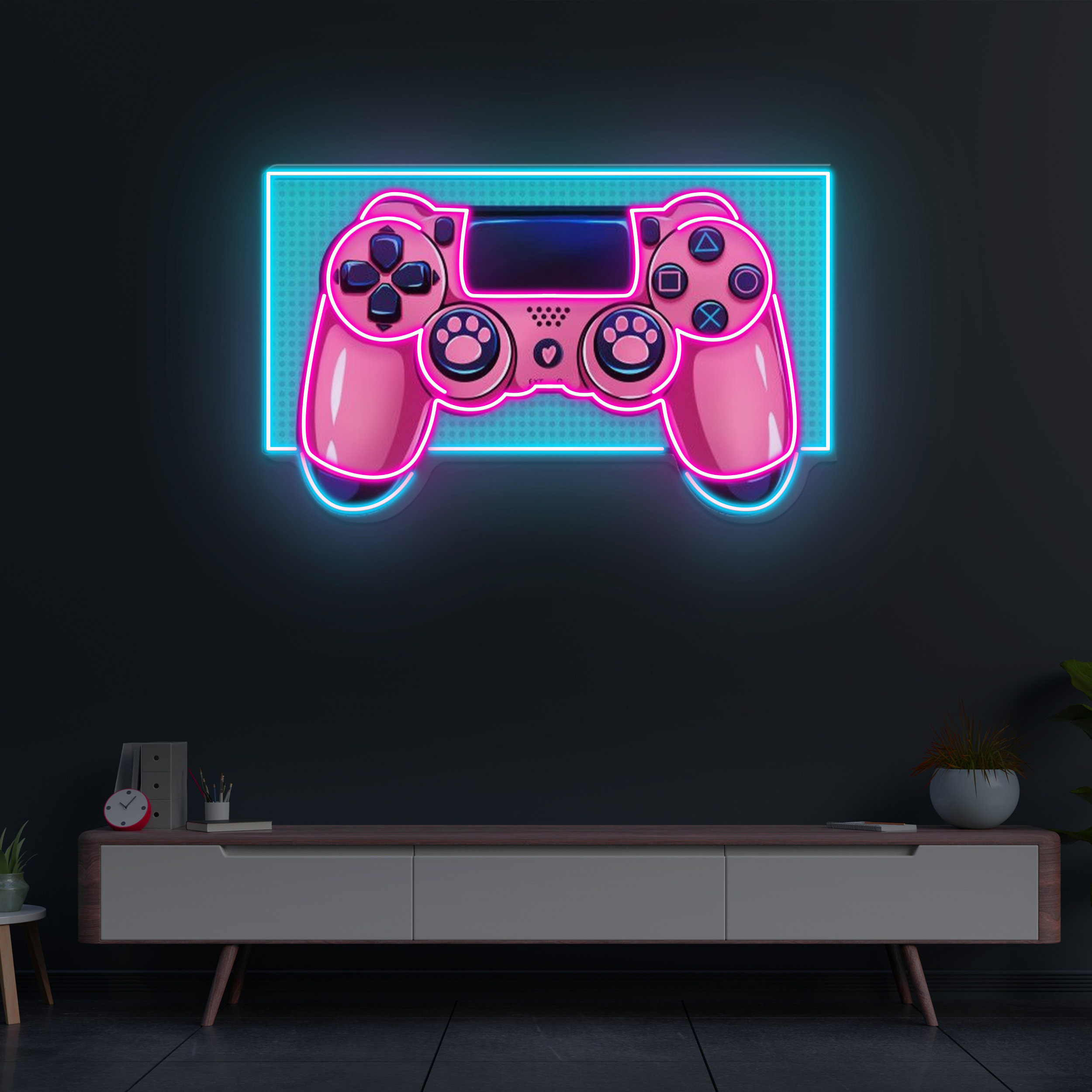 Gamepad Controller UV Neon Light, Gaming Wall Art Decor, Gamepad Light for Game Rooms, Gamer Gift, Game Controller Neon Sign, Bedroom Decor