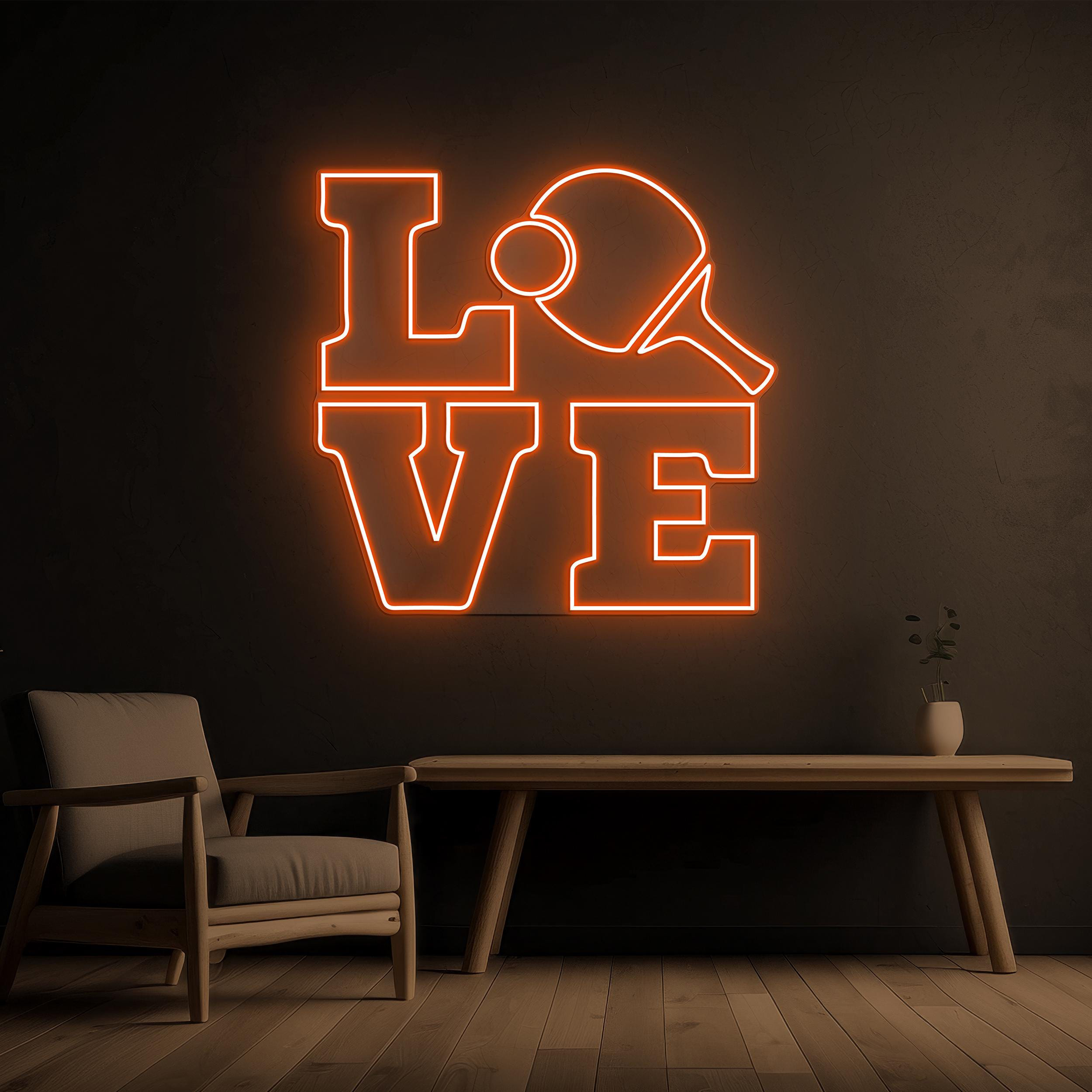 Love Ping Pong Neon Sign, Love Ping Pong LED Light, Ping Pong Paddle Ball Wall Art, Sports Club Decor, Table Tennis Decor, Tennis Lover Gift