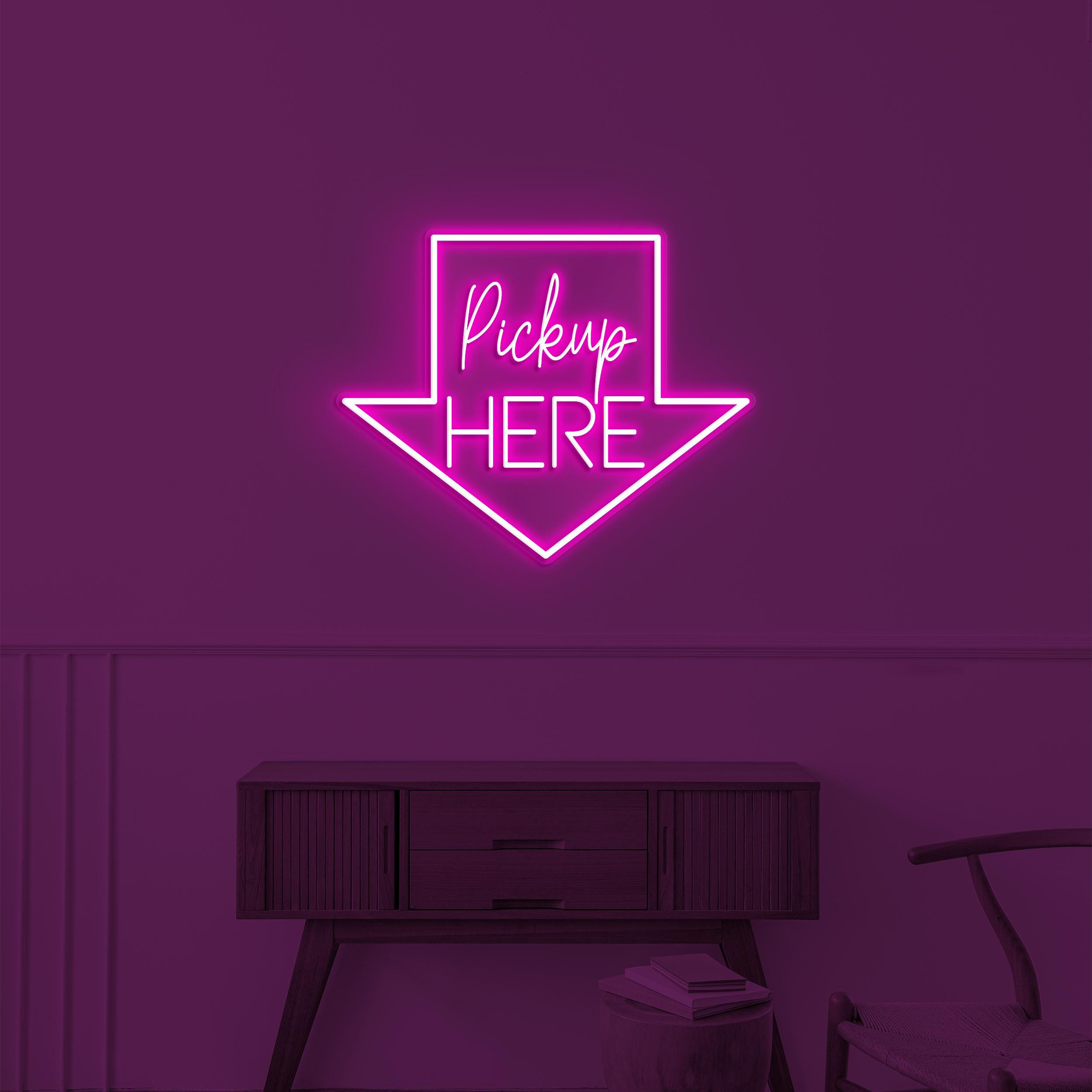 Pickup Here Neon Sign, Pickup Here LED Light, Arrow LED Sign, Pickup Here Art, Store, Food Shop, Cafe Decor, Restaurant Sign, Business Logo