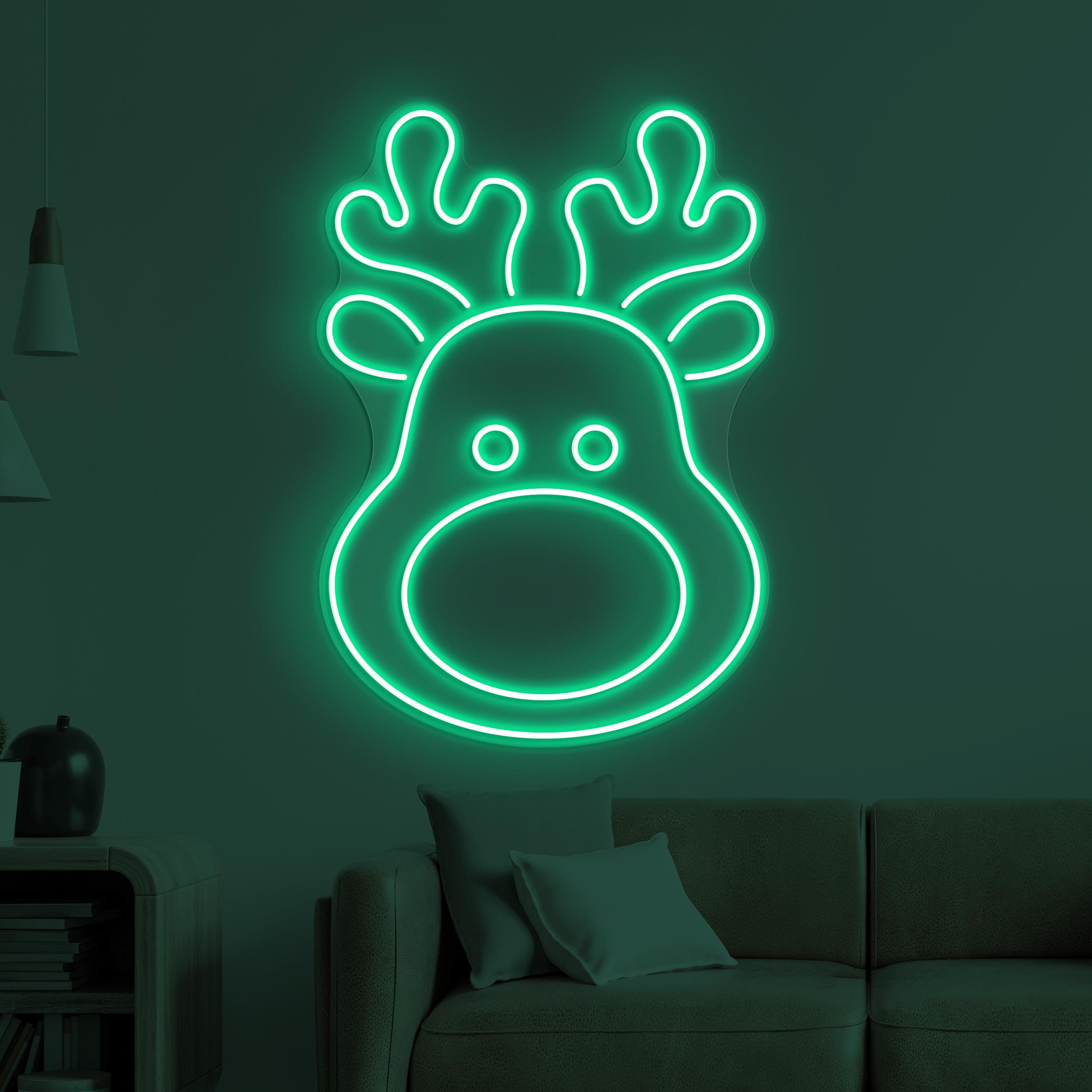 Reindeer Neon Sign, Reindeer LED Light, Deer Head Wall Decor, Animal Shop Wall Art, Christmas Home Decor, Zoo Neon Light, Party Wall Art