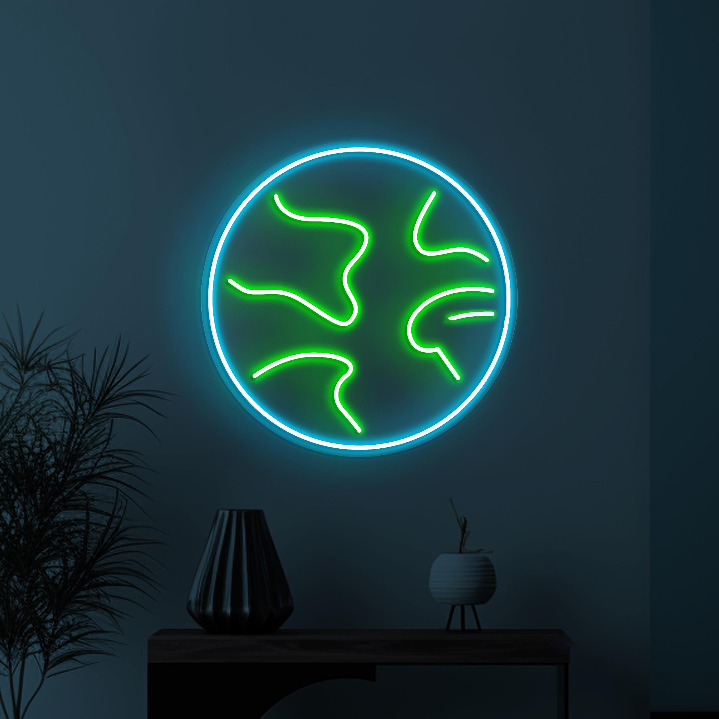 Earth Neon Sign, Earth LED Neon Art, Global Neon Light, World Travel Wall Decor, Planet Neon Decor, Home Wall Art, Custom Earth Led Light