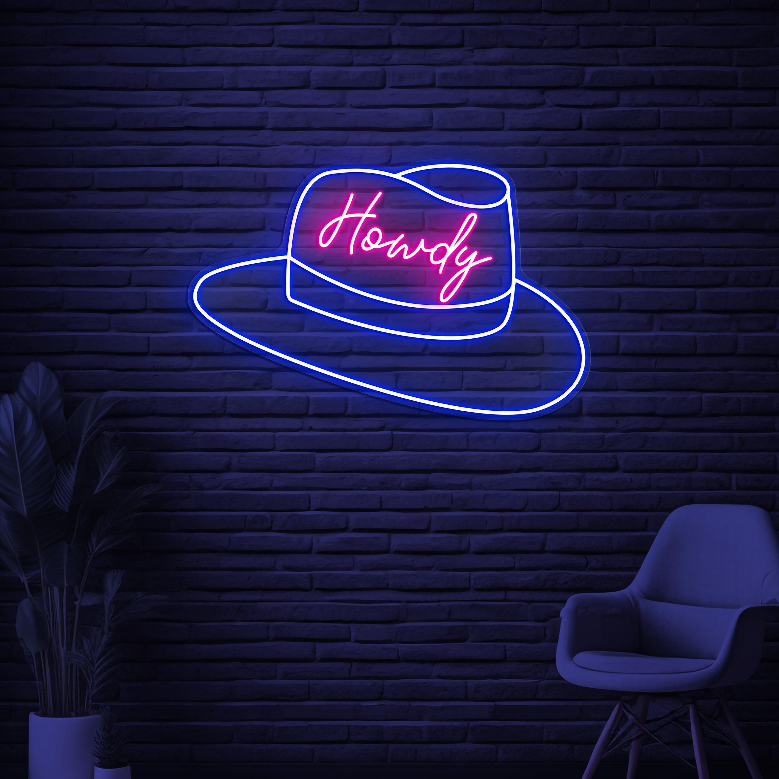 Howdy Hat Neon Sign, Howdy Hat LED Light, Cowboy Hat Wall Decor, Home Wall Art, Custom Sign, College Student Dorm Decor, Hat Shop Neon Decor