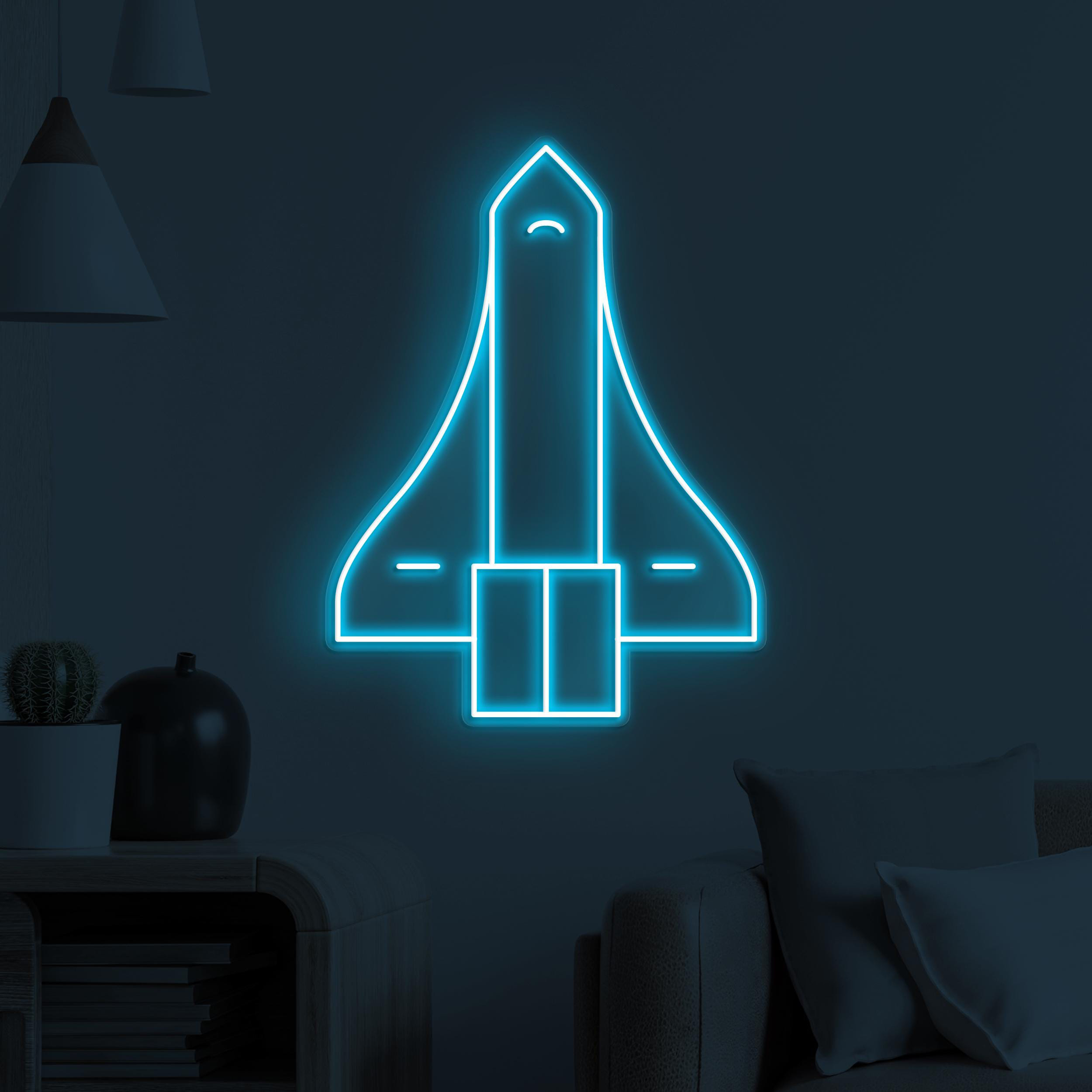 Space Shuttle Neon Sign, Space Shuttle LED Light, Rocket Ship Wall Art, Space Flight Sign, Kids Room Wall Decor, Gaming Room Neon Light