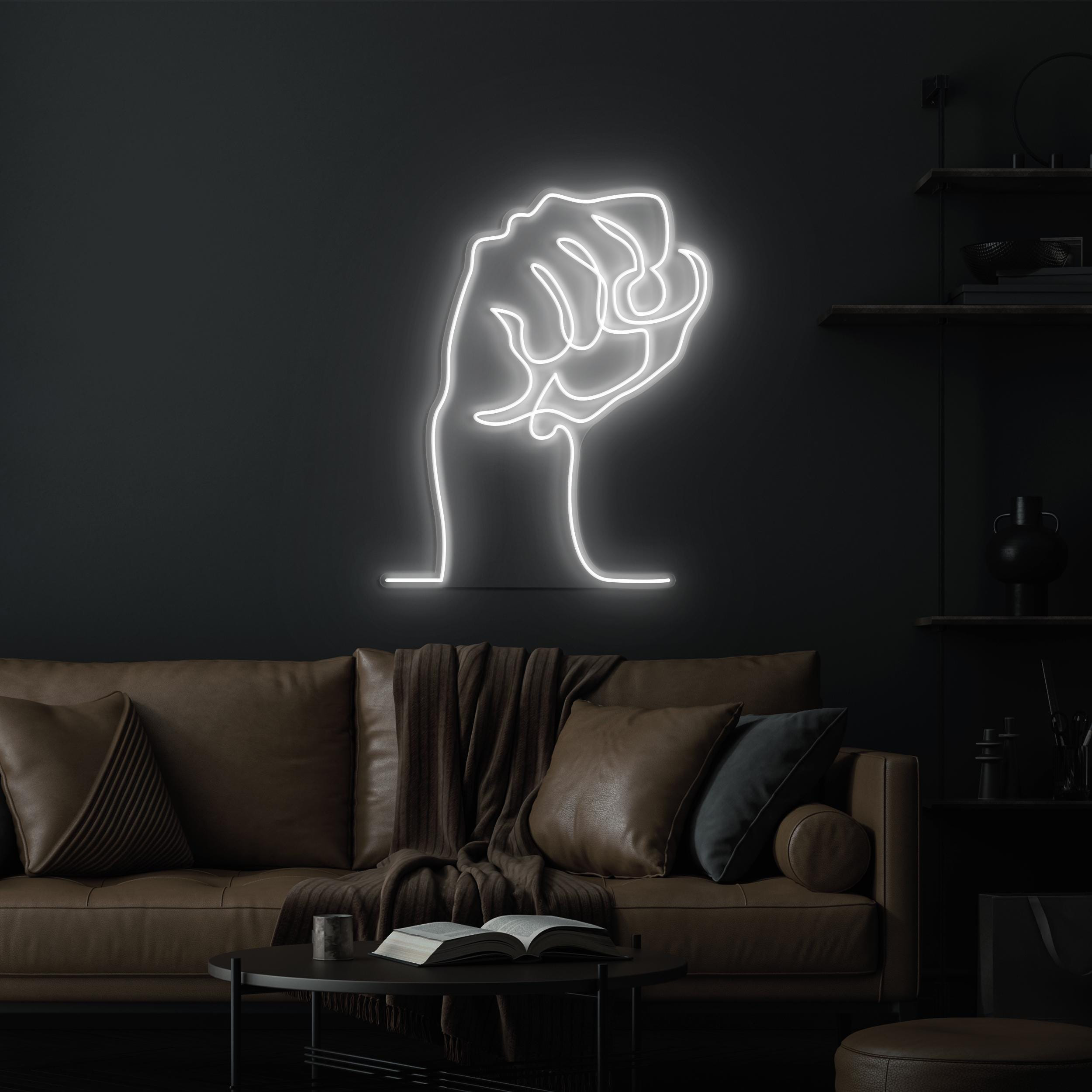 Raised Hand Neon Sign, Fist Hand LED Light, Raised Hand LED Naon Art, Custom Neon Sign, Home Wall Decor, Power to the People Neon Sign, Gift