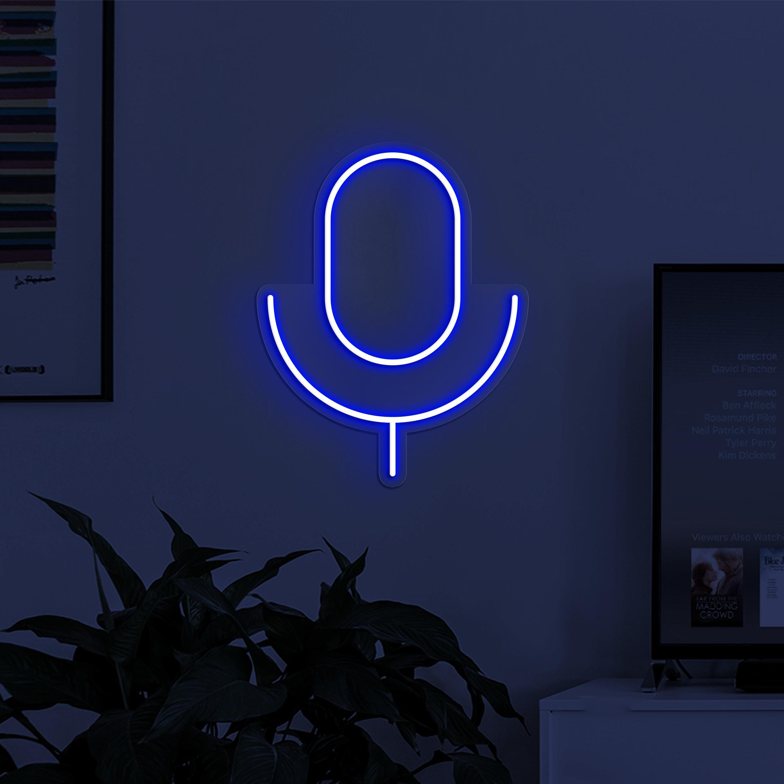 Microphone Neon Sign, Microphone LED Light, Podcast Wall Art, Music Room Wall Decor, Podcast LED Light, Neon Signs for Recording Studios