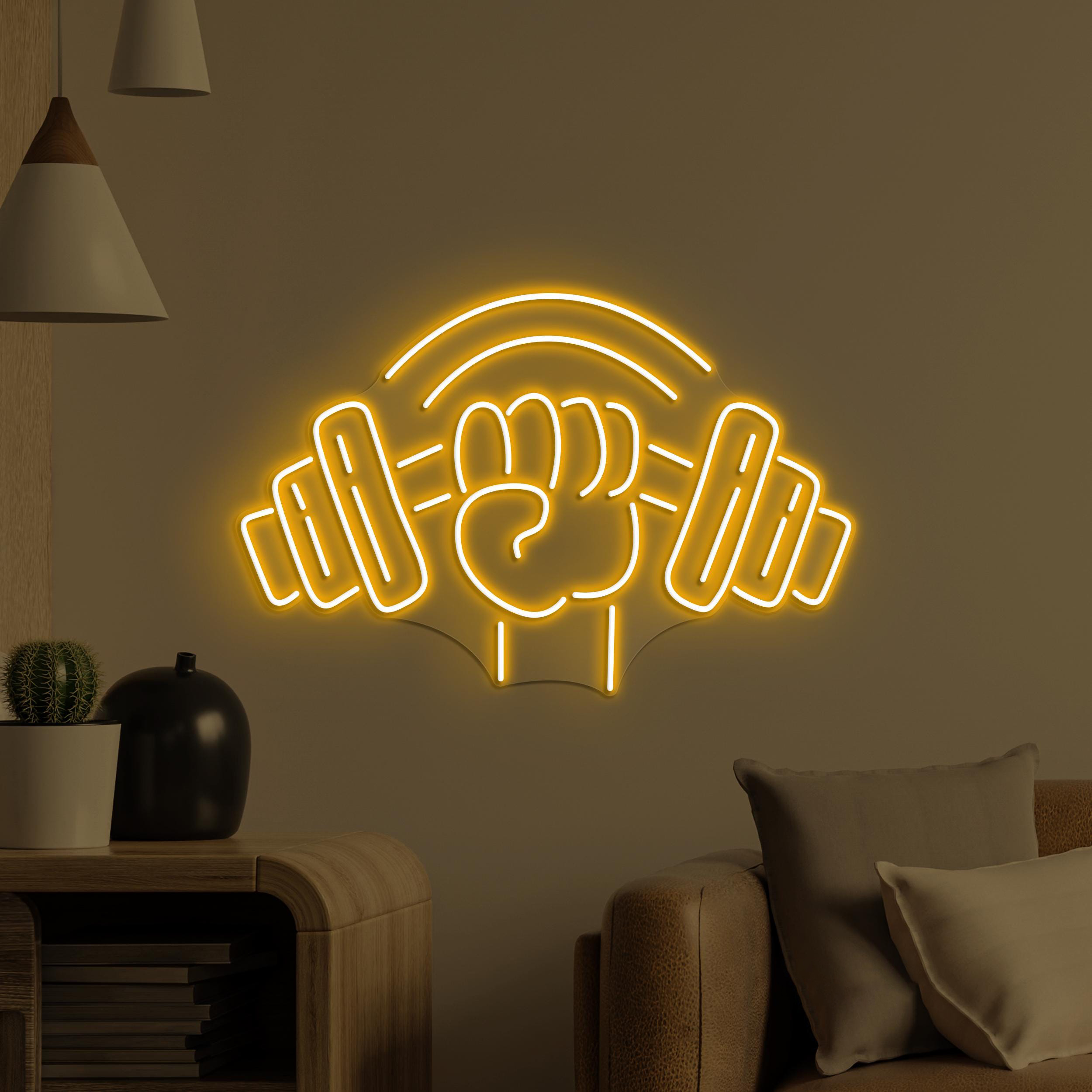 Weightlifting Neon Sign, Weightlifting LED Light, Dumbbell Wall Art, Hand Holding Dumbbell Decor, Gym Neon Light, Barbell & Fist Neon Art
