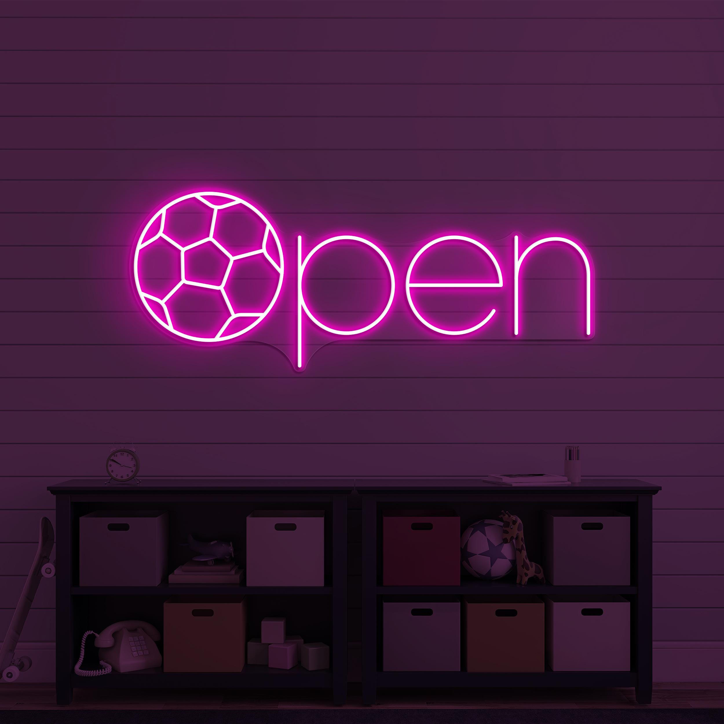 Open Neon Sign, Open LED Light, Soccer Open Wall Art, Football Open Club Neon Light, Business Logo Wall Decor, Sports Shop Open Led Sign