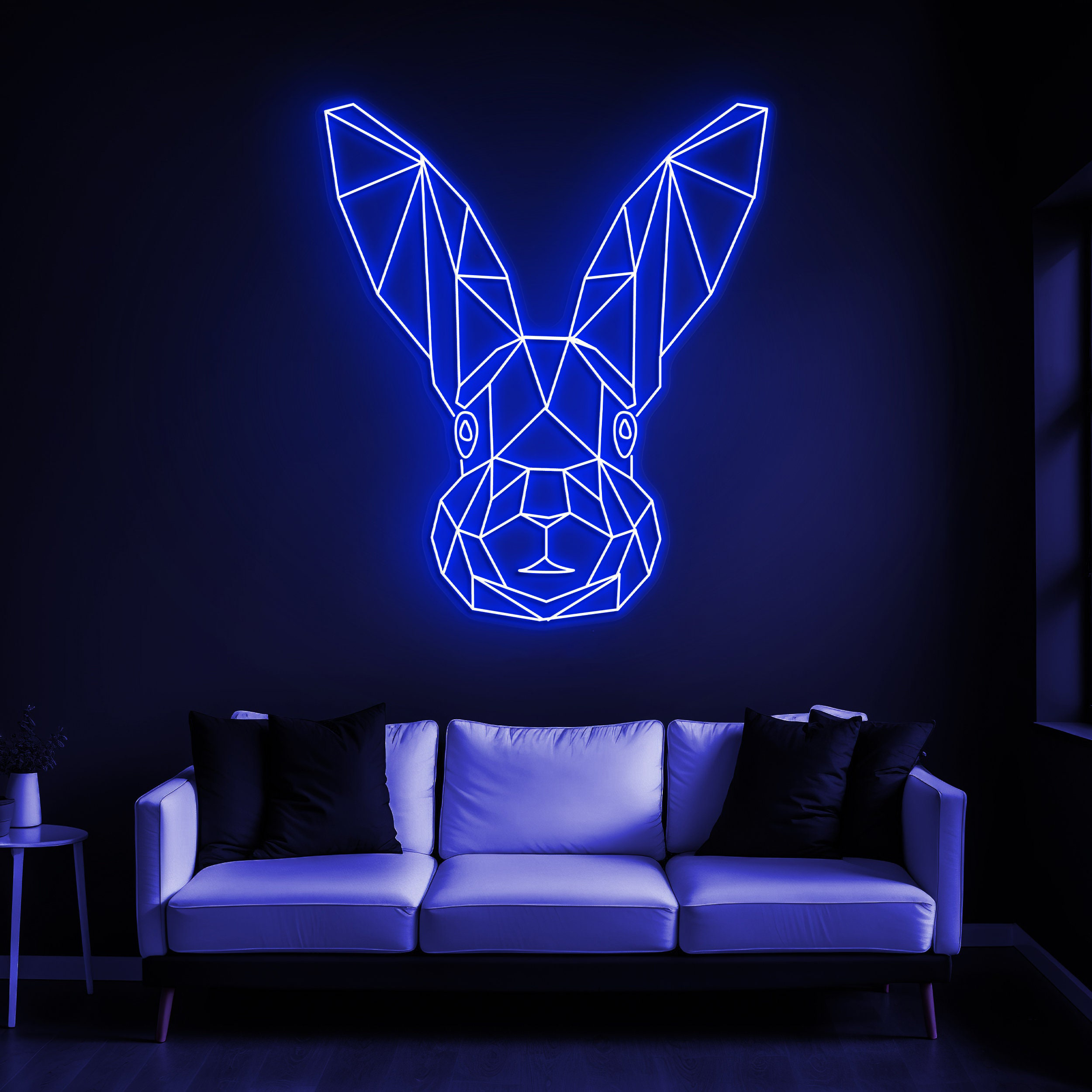 Geometric Rabbit Neon Sign, Bunny Room Decor, Neon Art, Gift for Rabbit Lovers, Kids' Room Decor, Wall Decor, Neon Sign for Nursery decor