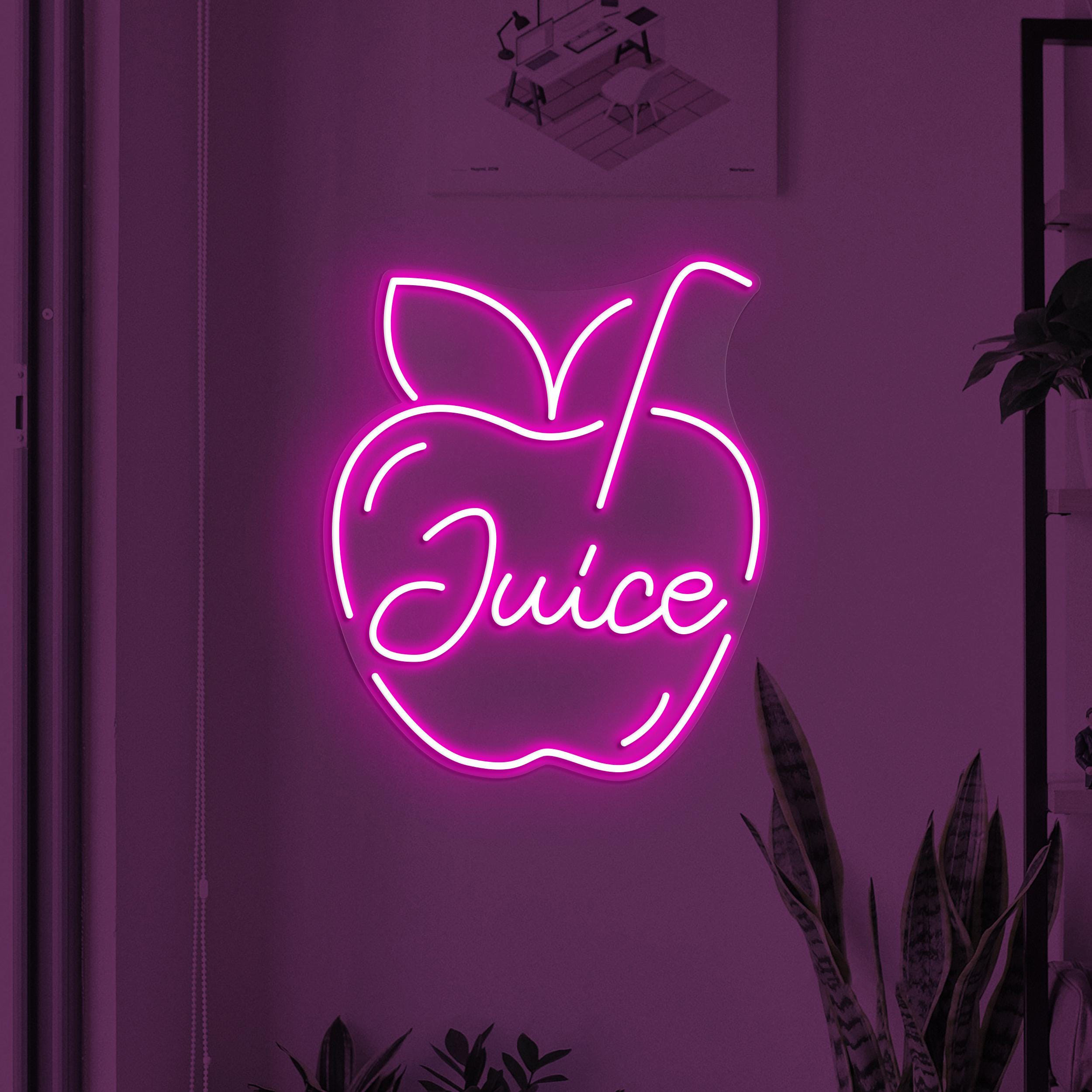 Juice Neon Sign, Juice LED Light, Apple Juice Wall Decor, Apple Wall Art, Drink Corner Neon Decor, Cafe Night Wall Light, Drunk Neon Sign