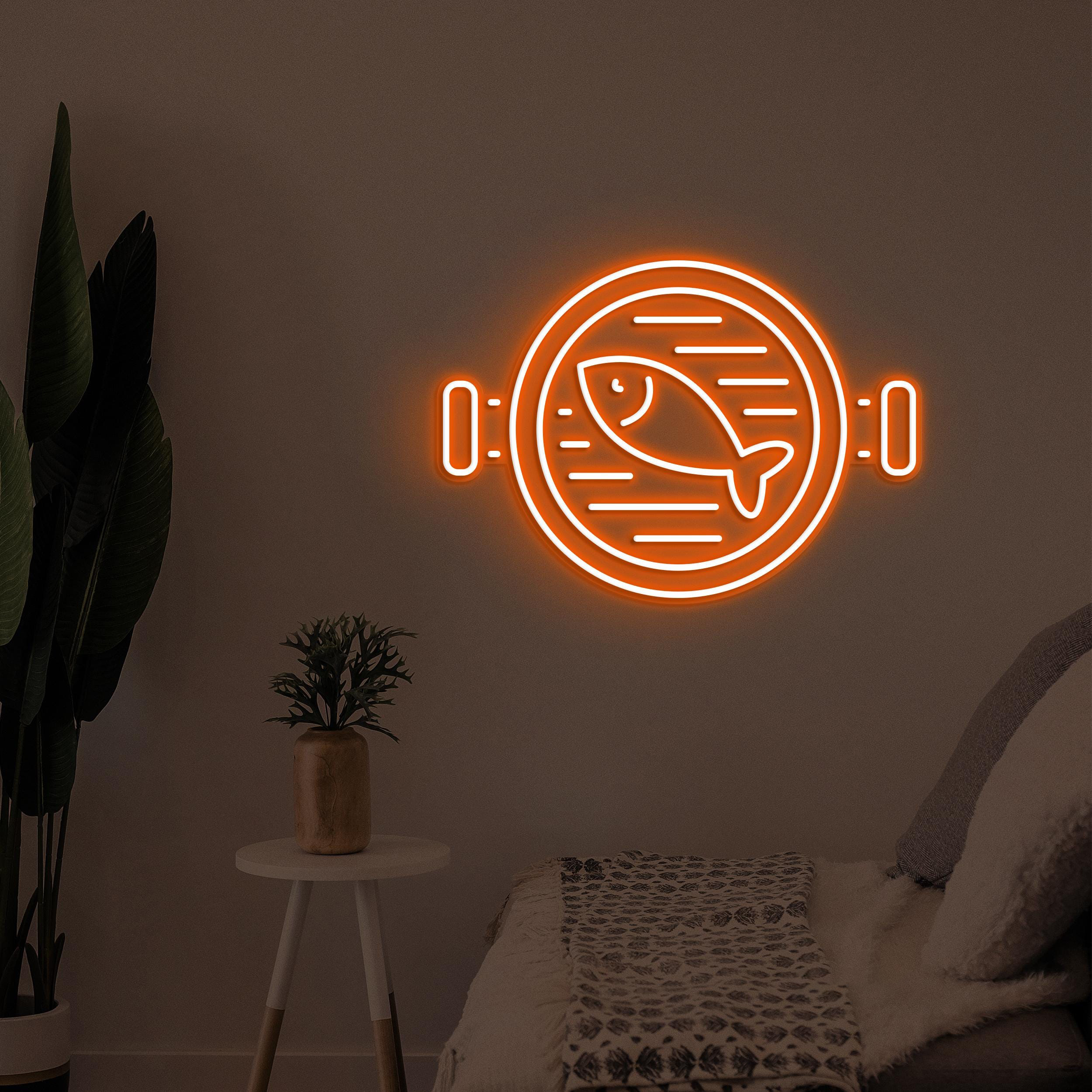 Fish in Pan Neon Sign, Fish in Pan LED Light, Seafood Restaurant Wall Art, Cooking Fish Neon Sign, Kitchen Wall Decor, Gift For Fish Lover