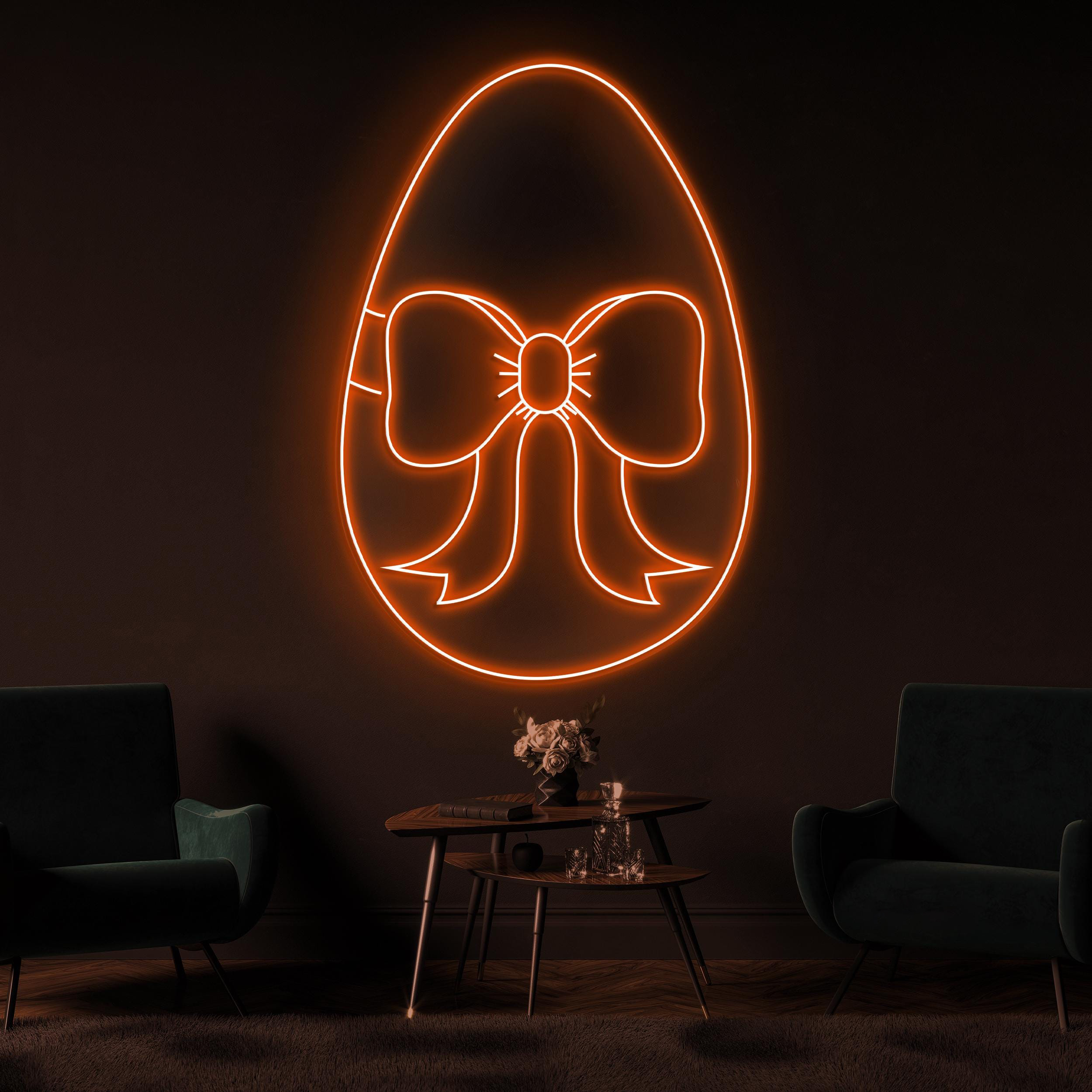 Easter Egg Neon Sign, Bow Egg LED Light, Easter Egg With Bow Decor, Kids Room Wall Art, Holiday Neon Decor, Festive Neon Light, Gift Art