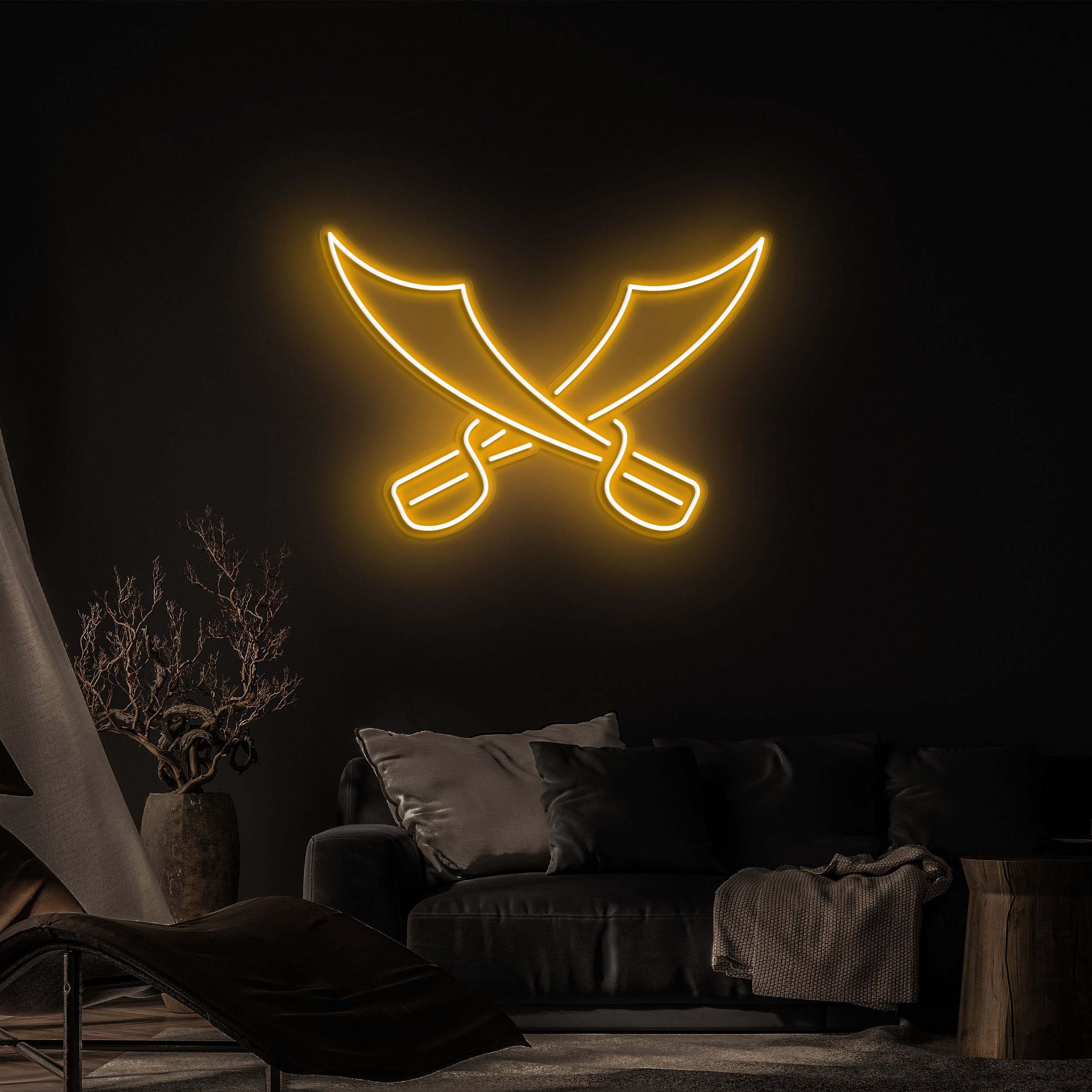 Pirate Swords Neon Sign, Crossed Swords Neon Art, Wall Decor for Pirate Rooms, Bars, and Man Caves, Pirate Swords Decor and Gift for Pirates